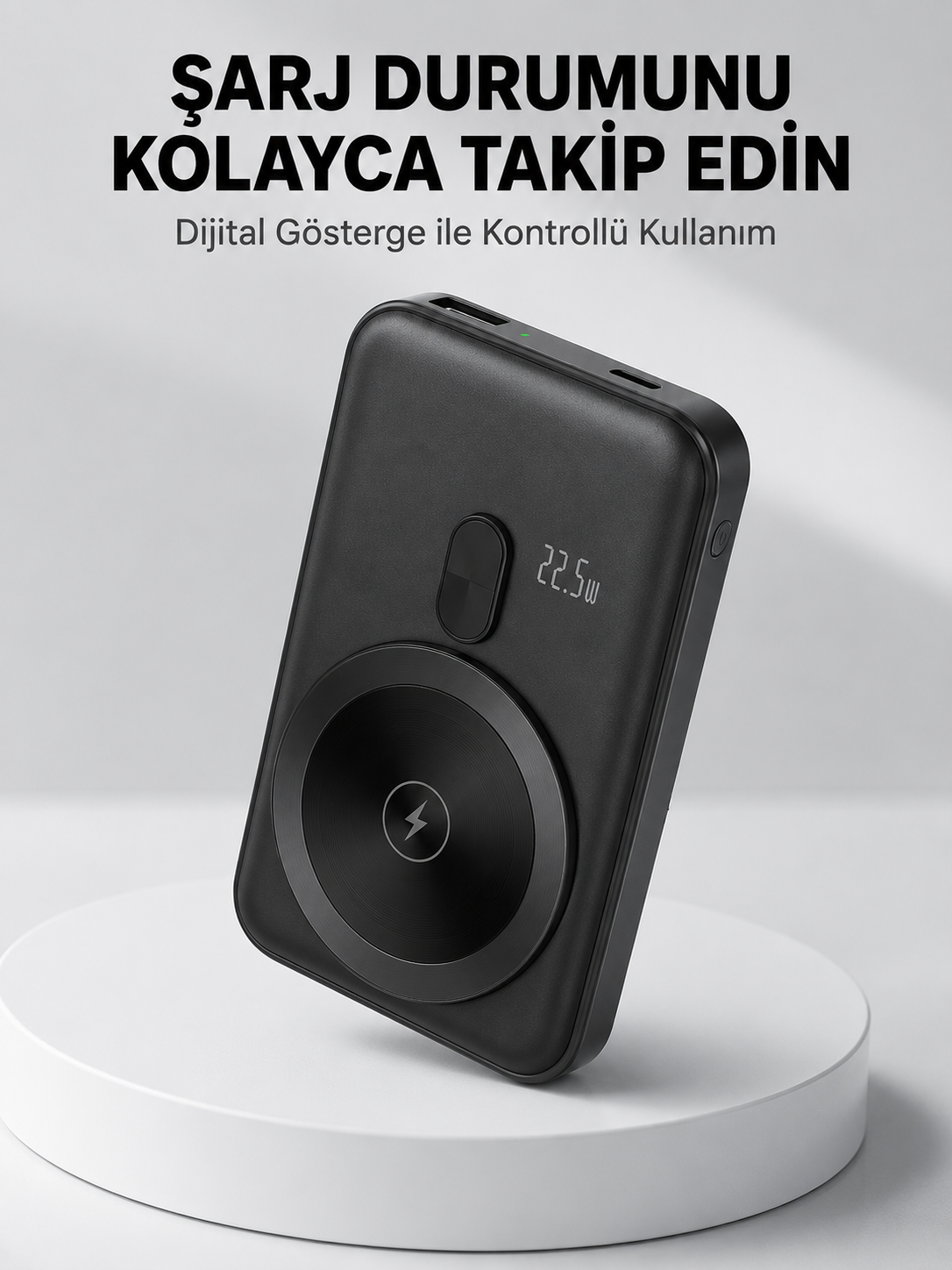 LCD Ekranlı Kablosuz Powerbank Type C ve USB Çıkışlı Yeni Nesil - Bayi Depom