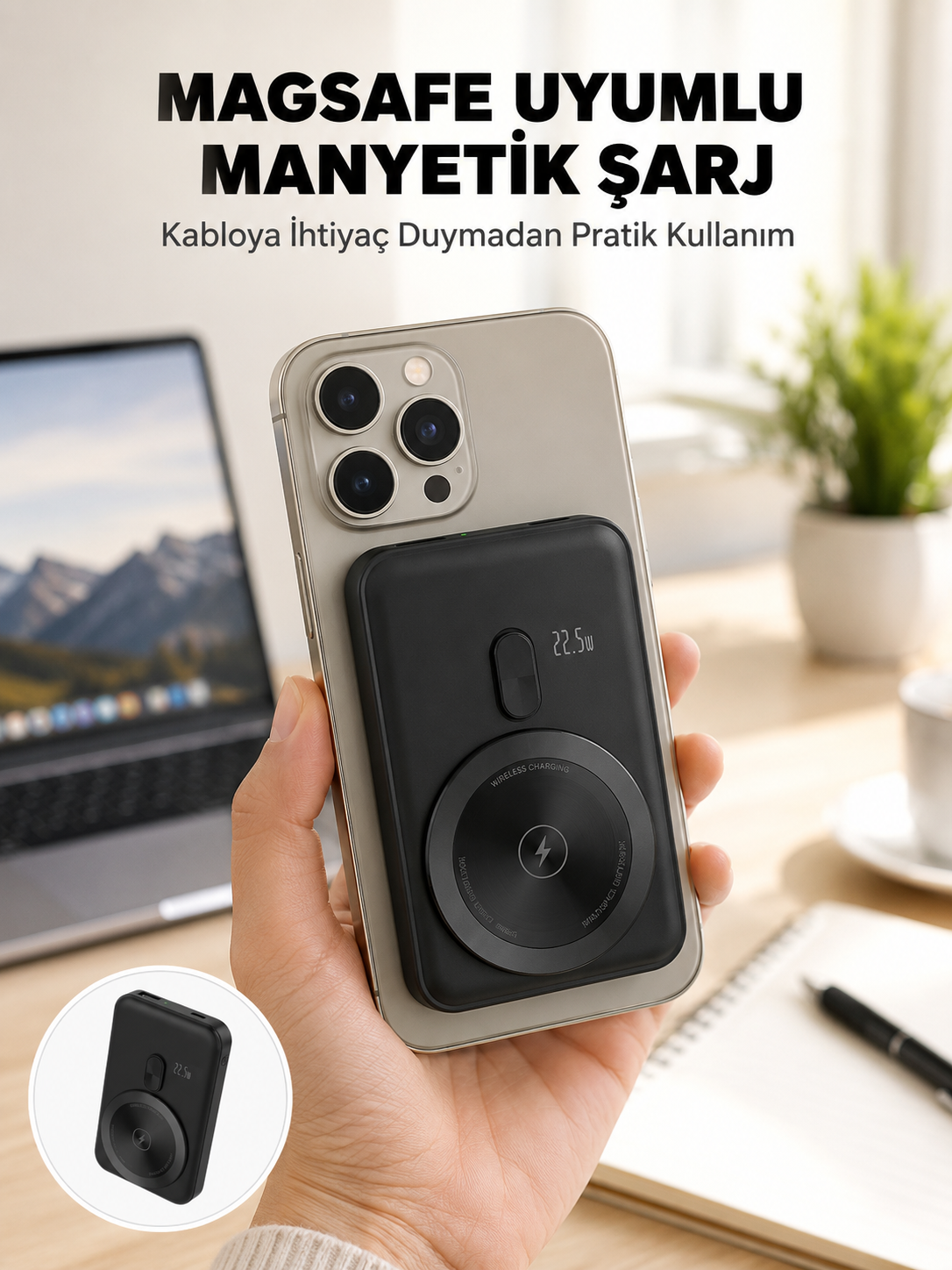 Kablosuz ve Kablolu Kullanım Sunan Taşınabilir Powerbank Yeni Nesil - Bayi Depom