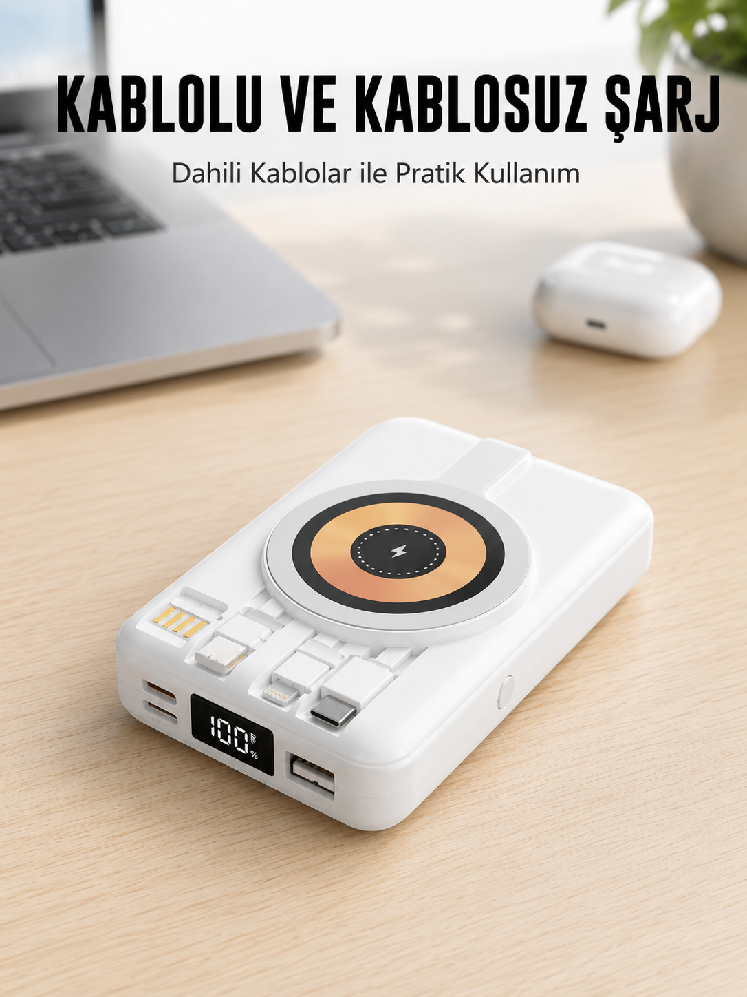 MagSafe Uyumlu Kablosuz Powerbank Hızlı Şarj Özellikli Yeni Nesil - Bayi Depom