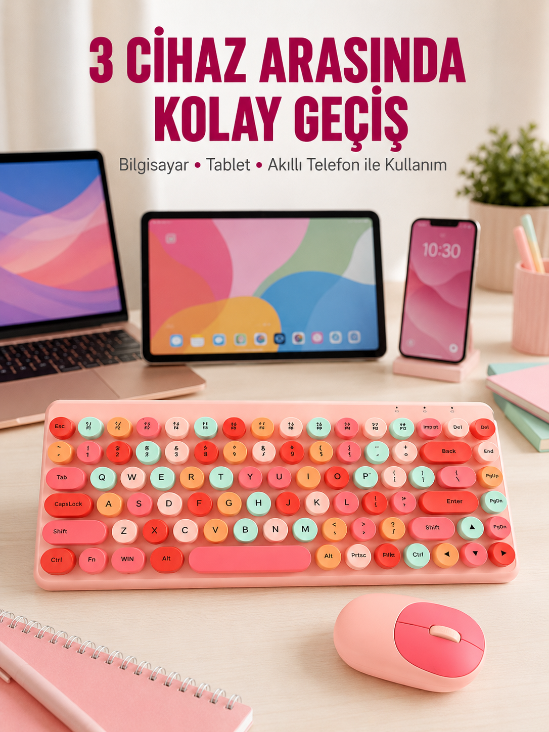 Bluetooth Klavye ve Mouse Kombinasyonu – USB Alıcılı, Kompakt, Uzun Ömürlü Yeni Nesil - Bayi Depom
