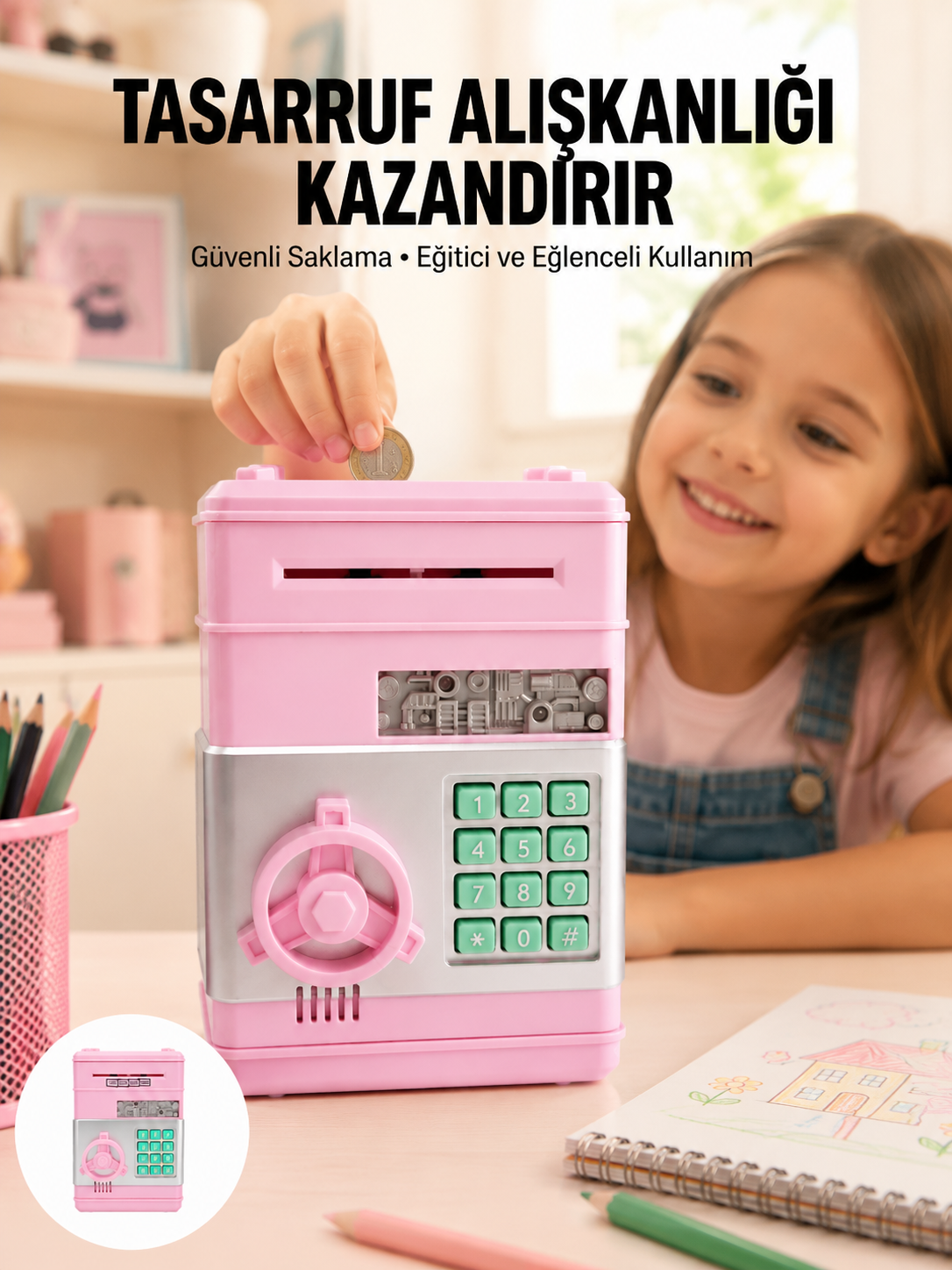 Büyük Hazneli Şifreli Para Tasarruf Kumbarası - Bayi Depom