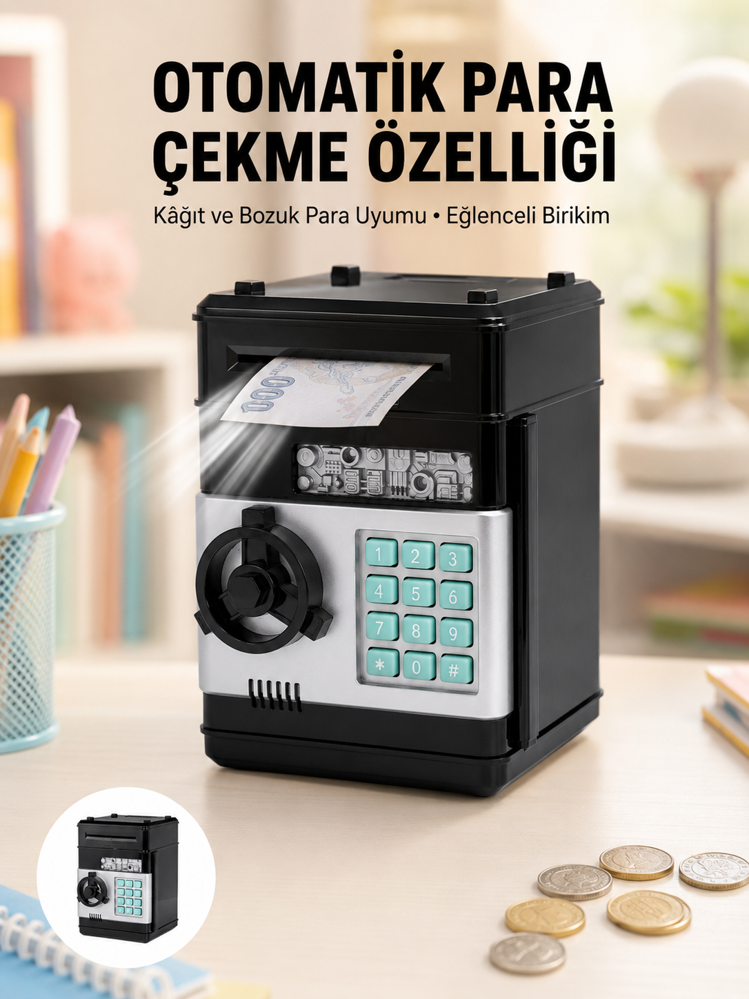 Para Kasası Görünümlü Elektronik Şifreli Kumbara - Bayi Depom