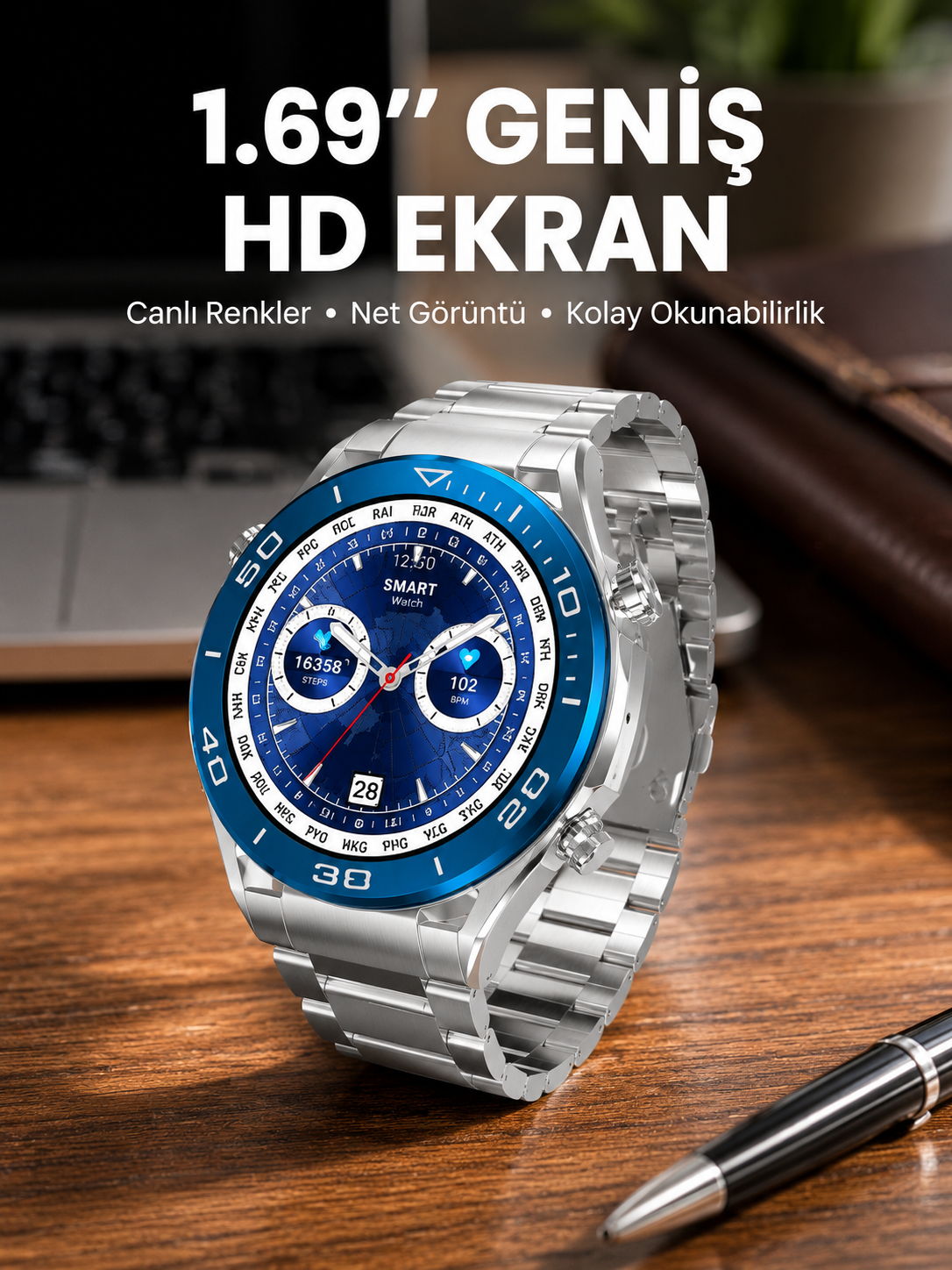 Akıllı Saat 1.62 İnç Ultimate Nabız Sensörlü Sesli Görüşme Yapabilen Yeni Nesil - Bayi Depom Akıllı Saat 1.62 İnç Ultimate Nabız Sensörlü Sesli Görüşme Yapabilen Yeni Nesil - Bayi Depom