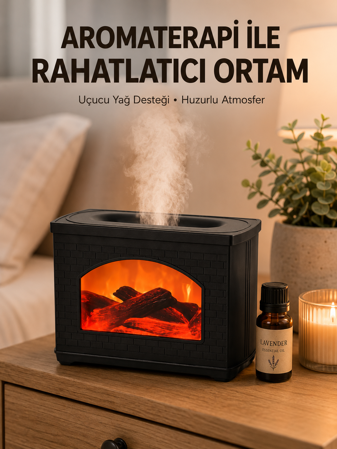 Aromaterapi Uyumlu Ultrasonik Oda Nemlendirici Ayarlanabilir Sis Çıkışlı - Bayi Depom