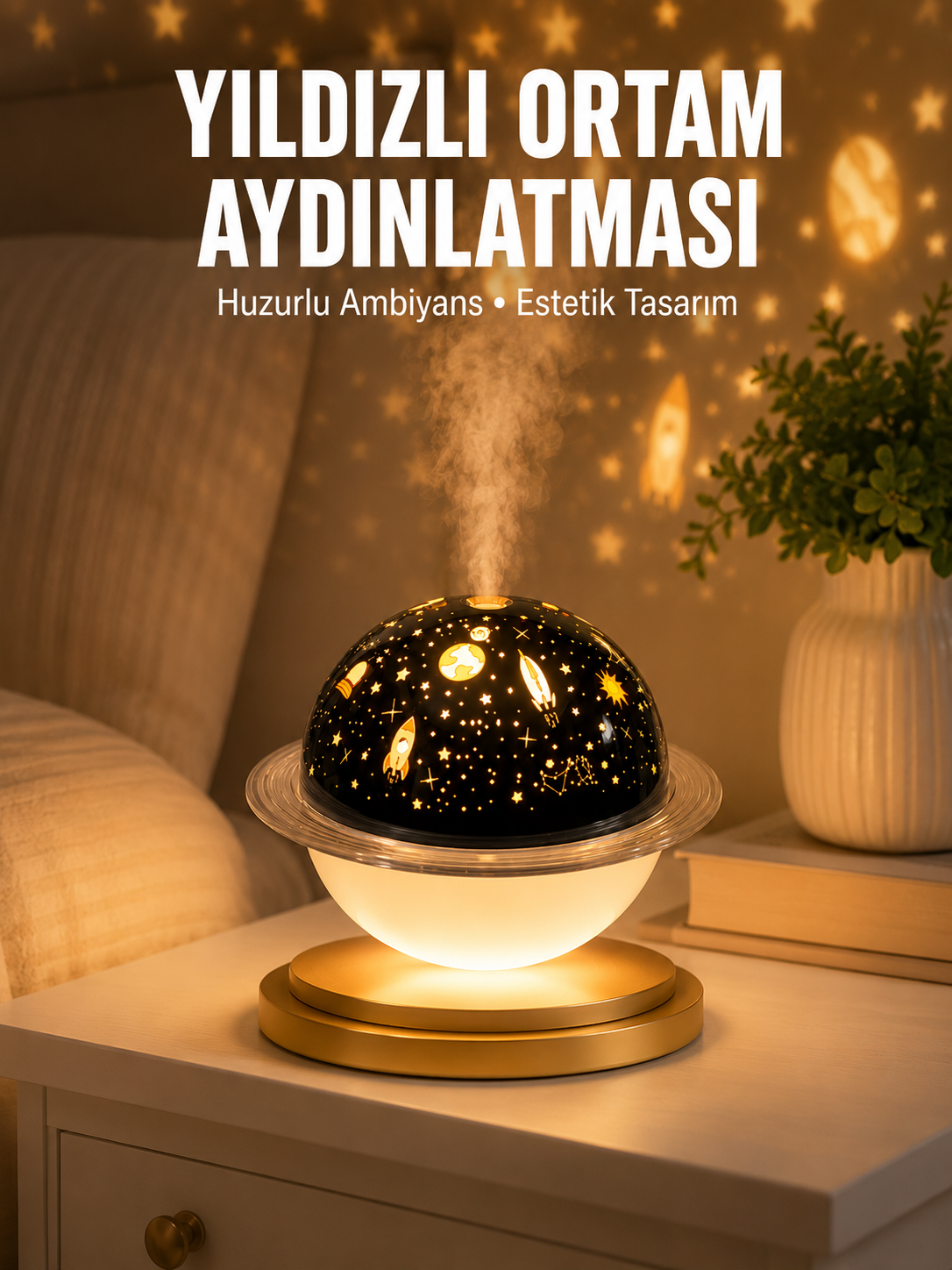 Hava Nemlendirici Led Işıklı Gece Lambası Yıldız Görünümlü Renk Değiştiren - Bayi Depom Hava Nemlendirici Led Işıklı Gece Lambası Yıldız Görünümlü Renk Değiştiren - Bayi Depom