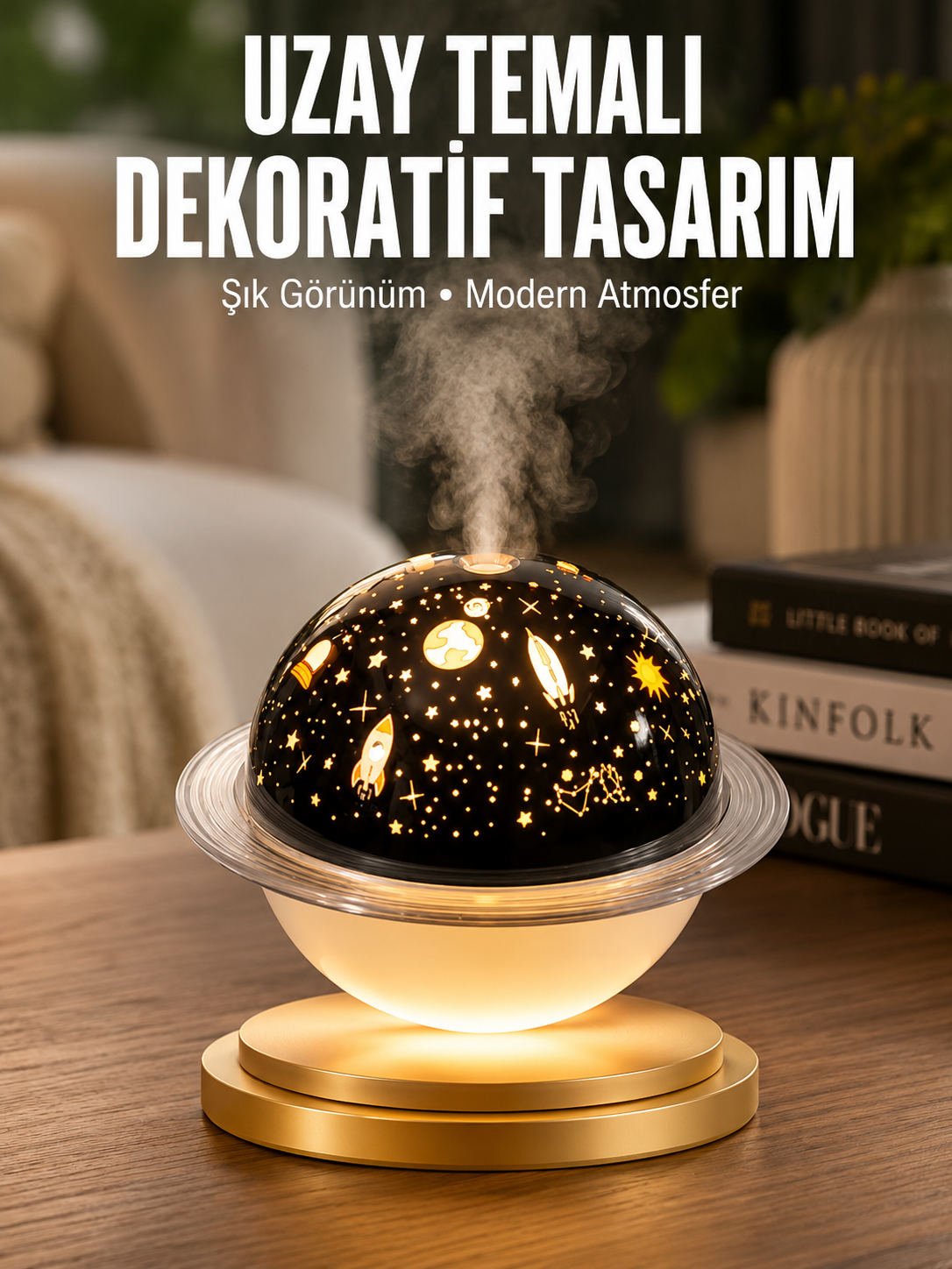 Aromaterapi Hava Nemlendirici Gece Lambası Uzay Model Satürn Oda Kokusu - Bayi Depom