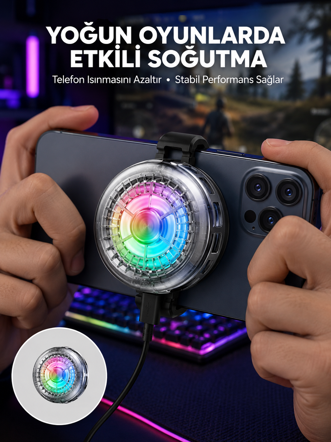 RGB LED Telefon Soğutucu Fan Yüksek Hızlı Soğutma Oyuncu Cooler Yeni Nesil - Bayi Depom RGB LED Telefon Soğutucu Fan Yüksek Hızlı Soğutma Oyuncu Cooler Yeni Nesil - Bayi Depom