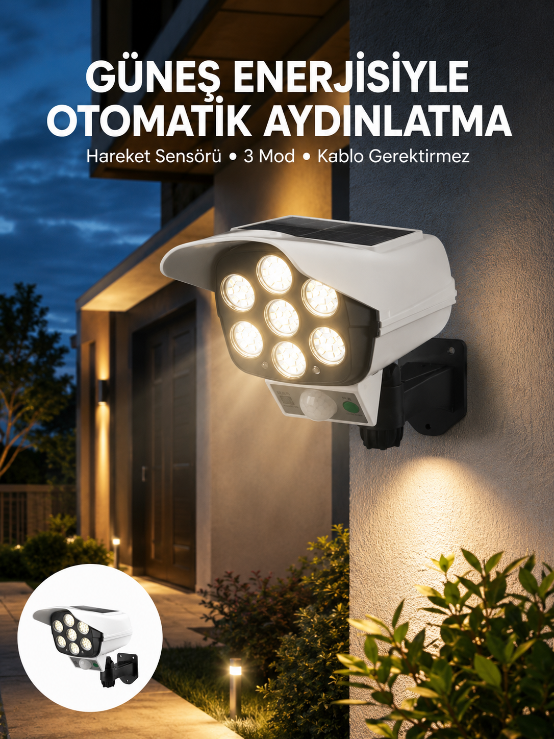 Uzaktan Kumandalı Güneş Enerjili LED Güvenlik Lambası Kamera Tipi Hareket Sensörlü Yeni Nesil - Bayi Depom Uzaktan Kumandalı Güneş Enerjili LED Güvenlik Lambası Kamera Tipi Hareket Sensörlü Yeni Nesil - Bayi Depom