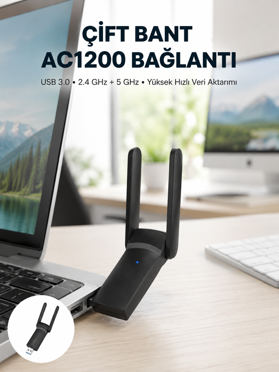 USB WiFi Adaptör – 1200 Mbps Hız - Bayi Depom USB WiFi Adaptör – 1200 Mbps Hız - Bayi Depom