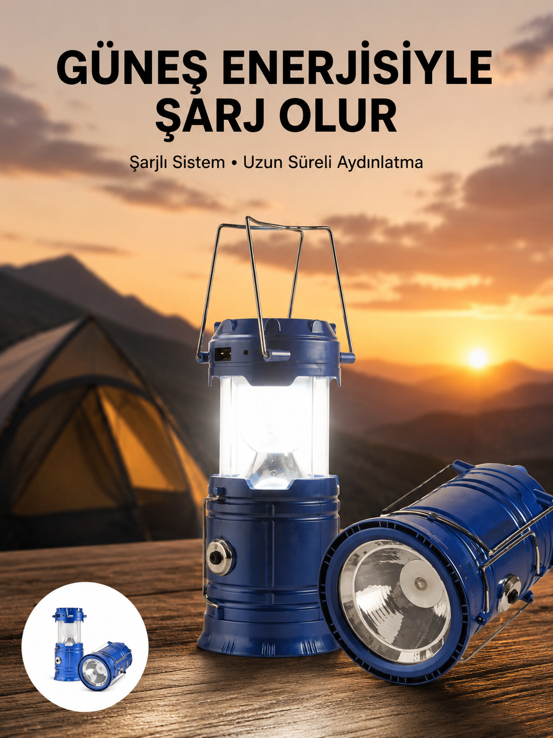 Kamp Feneri Şarj Edilebilir Güneş Enerjili Işıldak USB Şarjlı - Bayi Depom Kamp Feneri Şarj Edilebilir Güneş Enerjili Işıldak USB Şarjlı - Bayi Depom