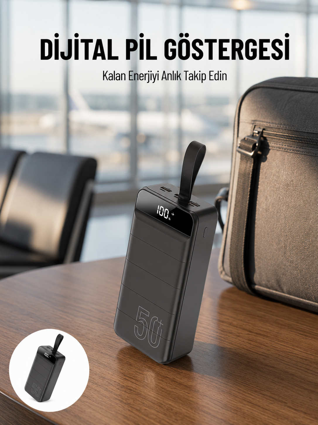 Powerbank 50.000 Mah Dijital Göstergeli Taşınabilir 4 Portlu Hızlı Powerbank Yeni Nesil - Bayi Depom