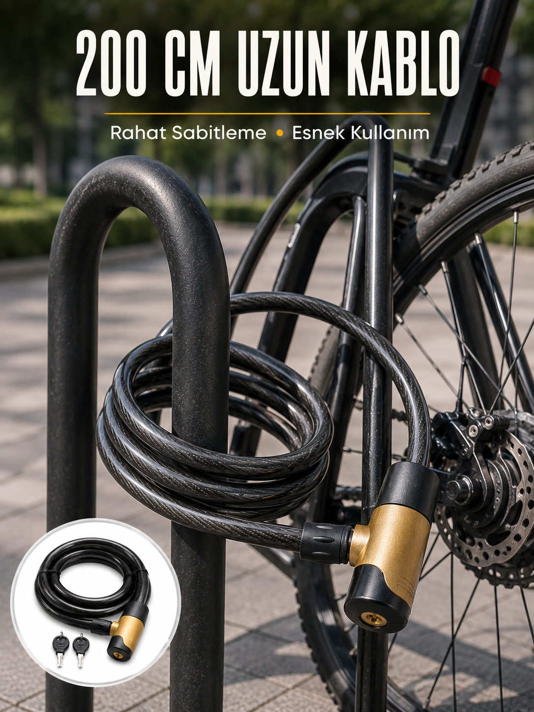 24 mm Kalın Çelik Halatlı Motosiklet ve Bisiklet Kilidi 200 cm Anahtarlı Güvenlik Kilidi - Bayi Depom 24 mm Kalın Çelik Halatlı Motosiklet ve Bisiklet Kilidi 200 cm Anahtarlı Güvenlik Kilidi - Bayi Depom