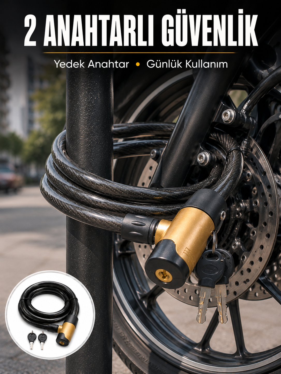 Motosiklet, Bisiklet ve Elektrikli Scooter İçin Ağır Hizmet Tipi Çelik Halat Kilidi - Bayi Depom Motosiklet, Bisiklet ve Elektrikli Scooter İçin Ağır Hizmet Tipi Çelik Halat Kilidi - Bayi Depom