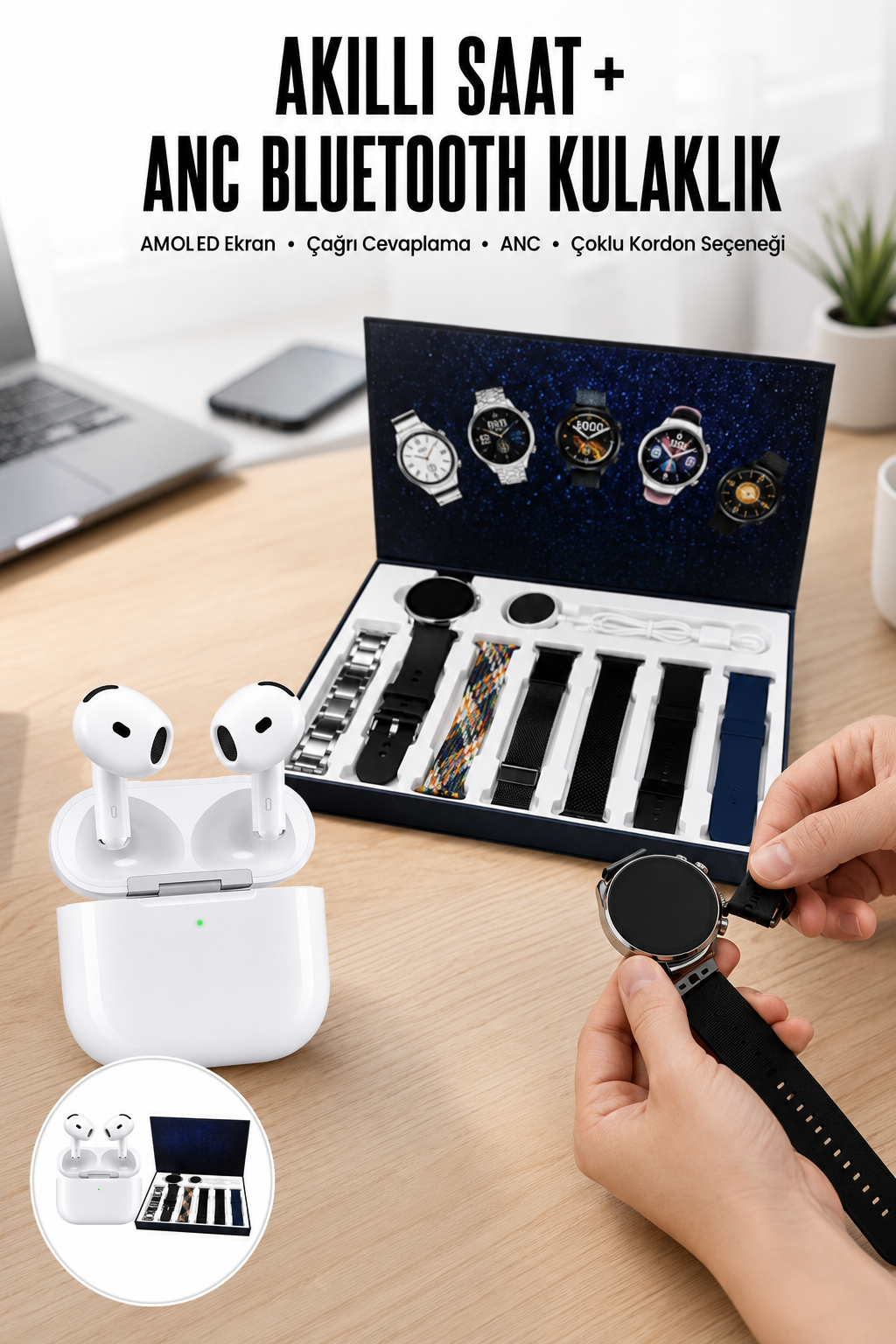 3.Nesil TWS Bluetooth Kulaklık Bluetooth Bağlantılı Akıllı Saat Amoled Ekran Plastik Hasır Kordon - Bayi Depom 3.Nesil TWS Bluetooth Kulaklık Bluetooth Bağlantılı Akıllı Saat Amoled Ekran Plastik Hasır Kordon - Bayi Depom