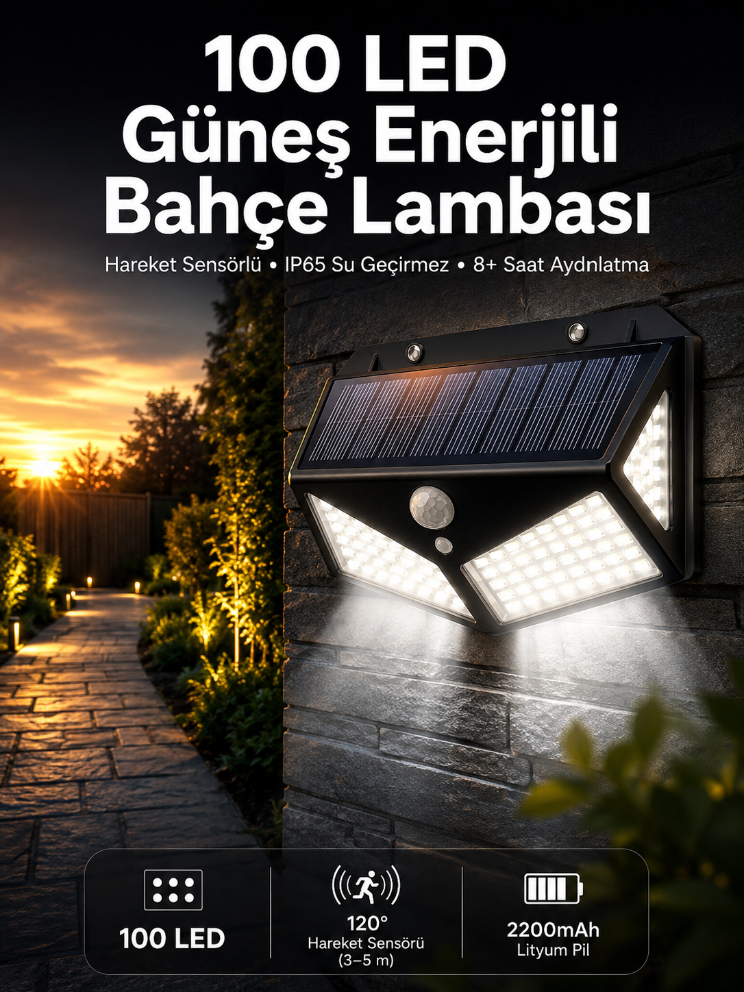 Solar Sensörlü Duvar Lambası Bahçe Lambası Parlak Beyaz Işık Suya Dayanıklı - Bayi Depom Solar Sensörlü Duvar Lambası Bahçe Lambası Parlak Beyaz Işık Suya Dayanıklı - Bayi Depom