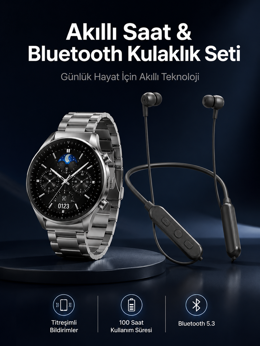 Alarm ve Titreşim Özellikli Akıllı Saat ve Mikrofonlu Kablolu Bluetooth Kulaklık 60 Saat - Bayi Depom Alarm ve Titreşim Özellikli Akıllı Saat ve Mikrofonlu Kablolu Bluetooth Kulaklık 60 Saat - Bayi Depom