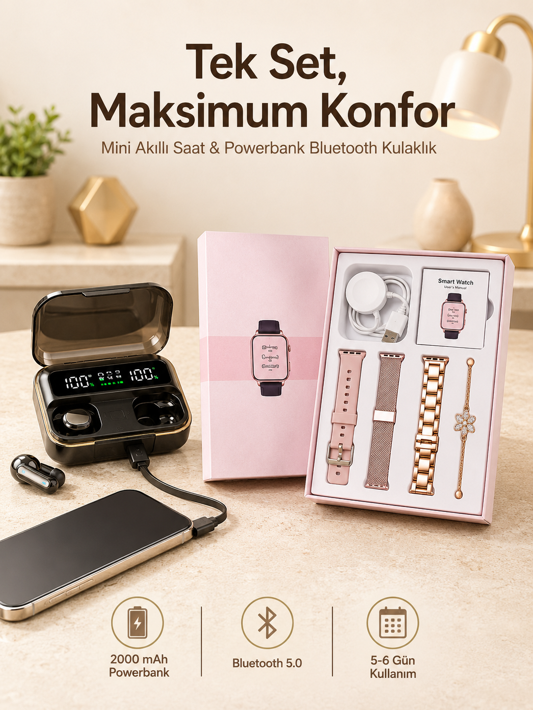 Bileklikli Amoled Ekran Akıllı Saat ve Dijital Göstergeli Kablosuz Bluetooth Kulaklık ANC/ ENC - Bayi Depom Bileklikli Amoled Ekran Akıllı Saat ve Dijital Göstergeli Kablosuz Bluetooth Kulaklık ANC/ ENC - Bayi Depom