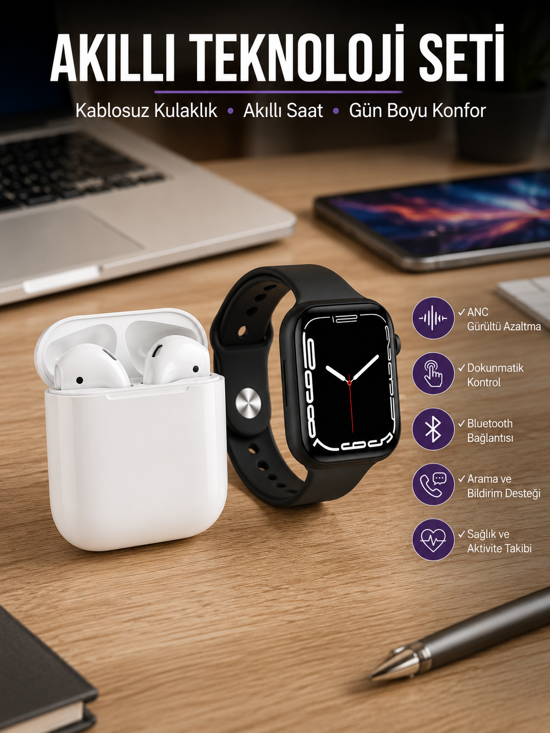 2025 Model Akıllı Saat ve 2.Nesil TWS Bluetooth Kulaklık ANC Özelliği Amoled Ekran - Bayi Depom 2025 Model Akıllı Saat ve 2.Nesil TWS Bluetooth Kulaklık ANC Özelliği Amoled Ekran - Bayi Depom
