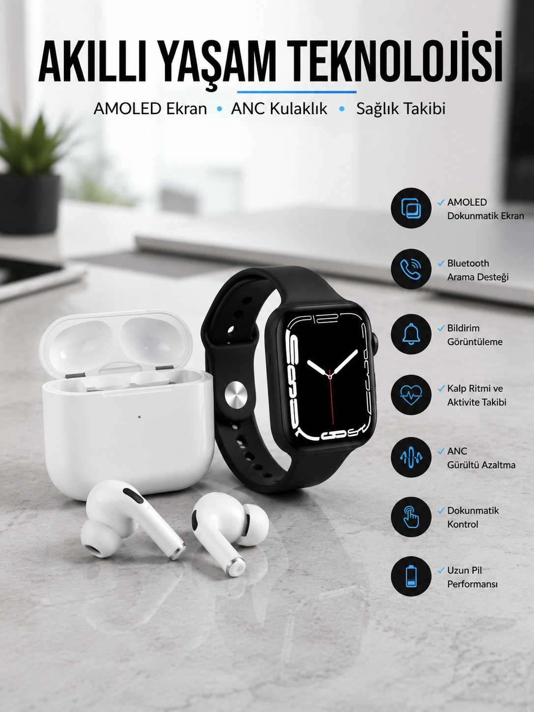 2025 Model Akıllı Saat ve Yeni Nesil Pro Bluetooth Kulaklık TWS Yüksek Ses Kaliteli - Bayi Depom 2025 Model Akıllı Saat ve Yeni Nesil Pro Bluetooth Kulaklık TWS Yüksek Ses Kaliteli - Bayi Depom