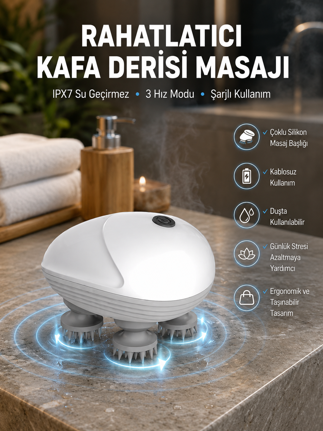 Derin Masaj Sağlayan Elektrikli Kafa Masaj Aleti - Bayi Depom
