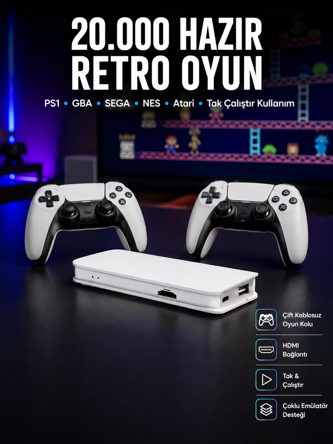 Retro Oyun Konsolu – 20.000 Yüklü Oyun - Bayi Depom Retro Oyun Konsolu – 20.000 Yüklü Oyun - Bayi Depom