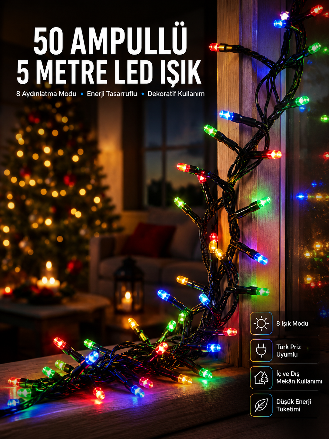 Karışık Renk Pilli Led Işık Çok Fonksiyonlu Enerji Tasarruflu 5 Metre - Bayi Depom Karışık Renk Pilli Led Işık Çok Fonksiyonlu Enerji Tasarruflu 5 Metre - Bayi Depom