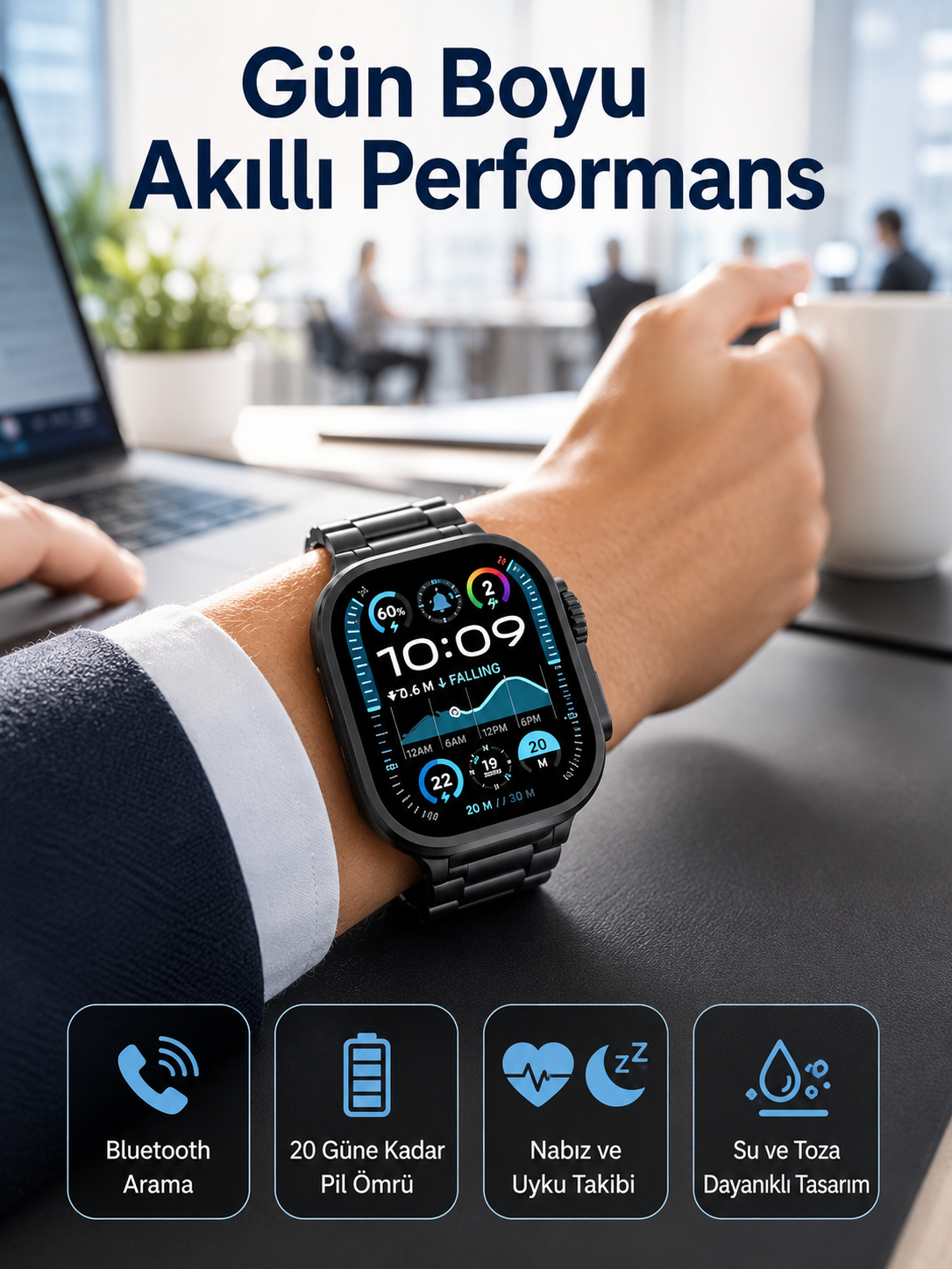 Akıllı Saat Arama Konuşma GPS ve NFC Özelliği 3 Kordonlu Amoled Ekran - Bayi Depom Akıllı Saat Arama Konuşma GPS ve NFC Özelliği 3 Kordonlu Amoled Ekran - Bayi Depom
