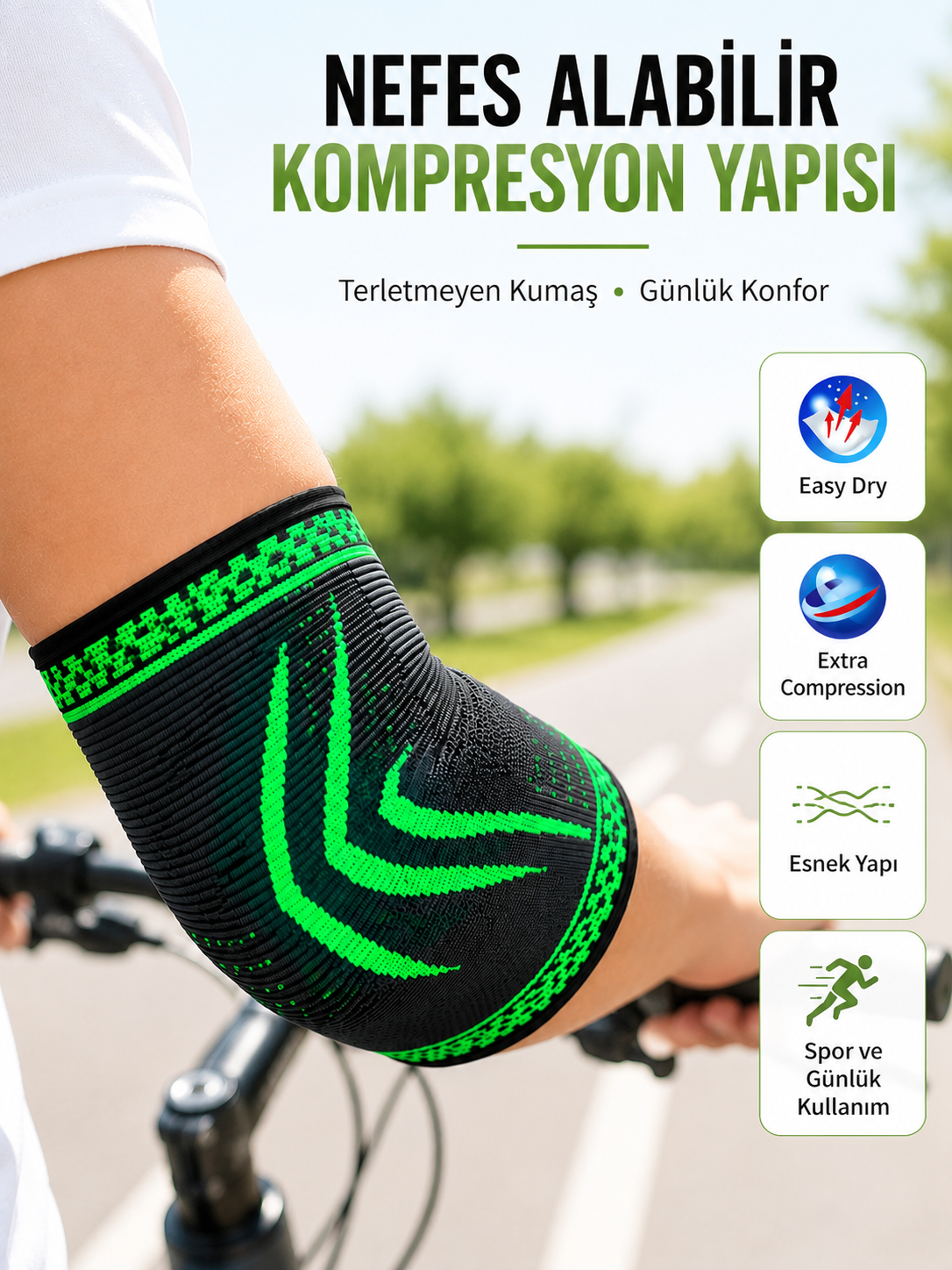 Spor Dirsekliği Dirsek Koruyucu Kompresyonlu Nefes Alabilir Esnek Destek Bandajı - Bayi Depom Spor Dirsekliği Dirsek Koruyucu Kompresyonlu Nefes Alabilir Esnek Destek Bandajı - Bayi Depom