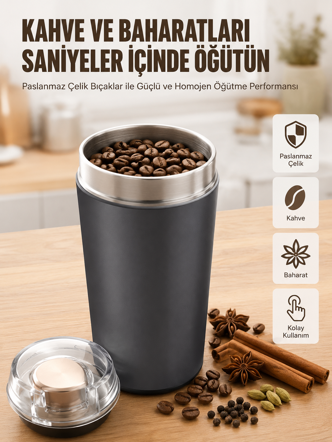 Yeni Nesil Kahve ve Baharat Öğütücü Paslanmaz Çelik Kahve Değirmeni - Bayi Depom Yeni Nesil Kahve ve Baharat Öğütücü Paslanmaz Çelik Kahve Değirmeni - Bayi Depom