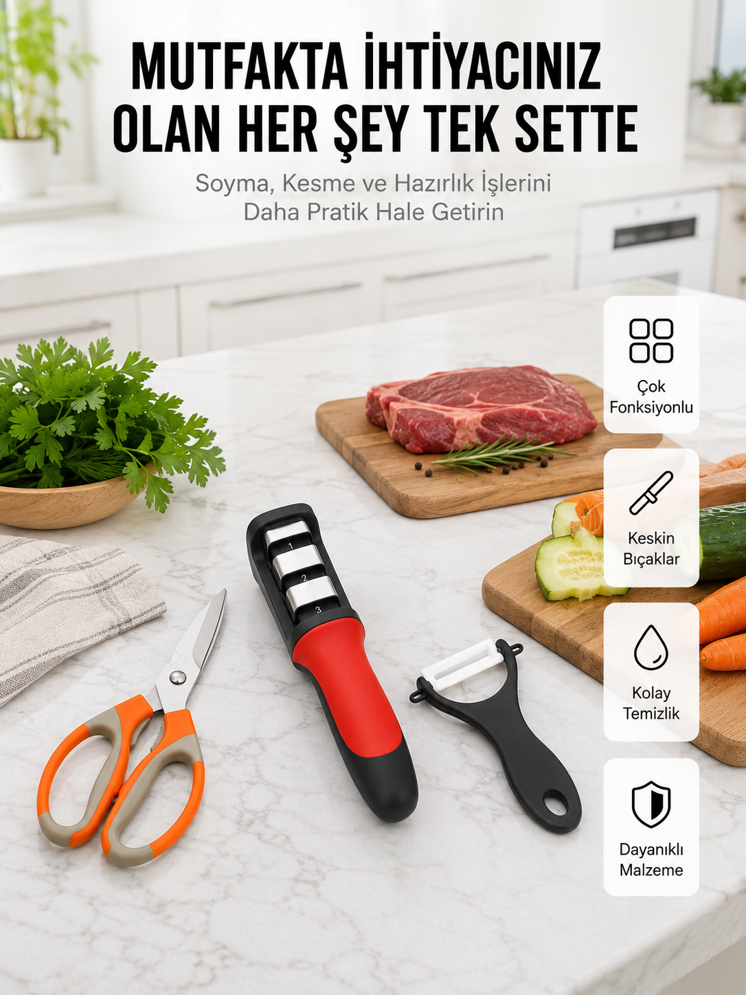 Profesyonel Mutfak Makas Seti – Kesim Makası + Soyacak + Bileyici Yeni Nesil - Bayi Depom Profesyonel Mutfak Makas Seti – Kesim Makası + Soyacak + Bileyici Yeni Nesil - Bayi Depom