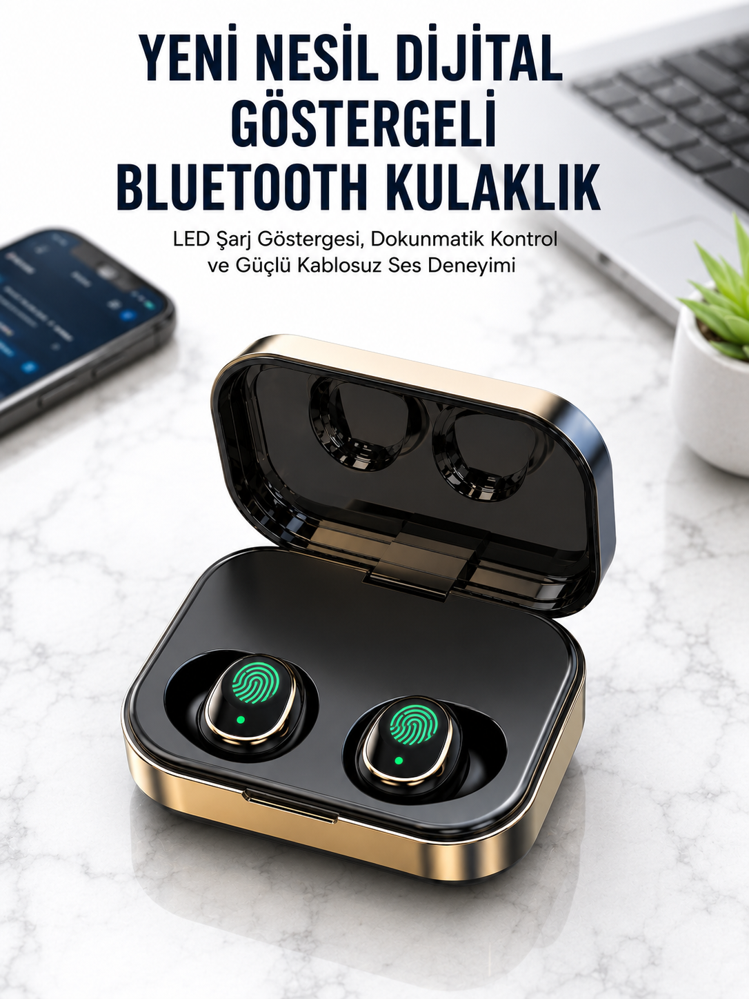 2025 Model Bluetooth Kulaklık Telefon Şarj Edebilen Çağrı Cevaplama Dijital Göstergeli - Bayi Depom