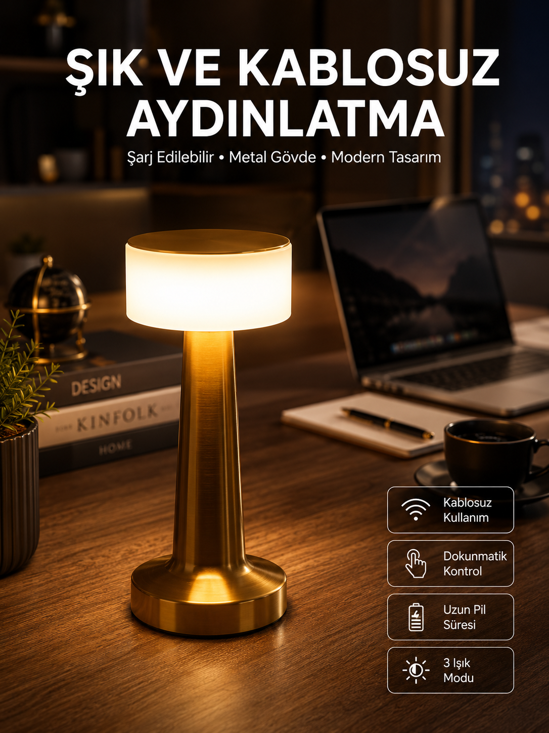 Altın Rengi Masa ve Gece Lambası Dokunmatik Şarjlı Masa Lambası - Bayi Depom Altın Rengi Masa ve Gece Lambası Dokunmatik Şarjlı Masa Lambası - Bayi Depom