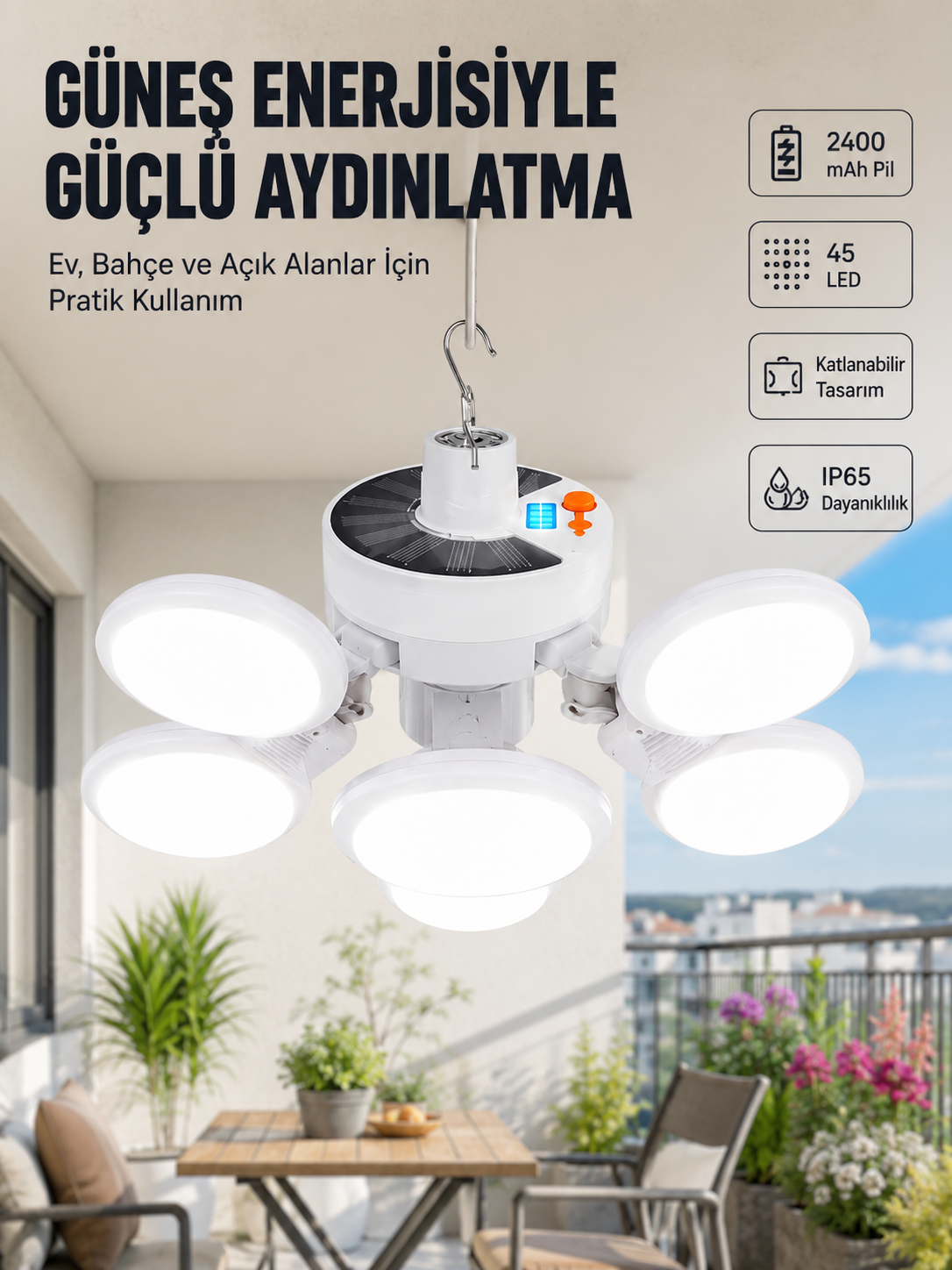 Güneş Enerjili Katlanabilir 5 Kanatlı Solar Bahçe Lambası - Bayi Depom Güneş Enerjili Katlanabilir 5 Kanatlı Solar Bahçe Lambası - Bayi Depom