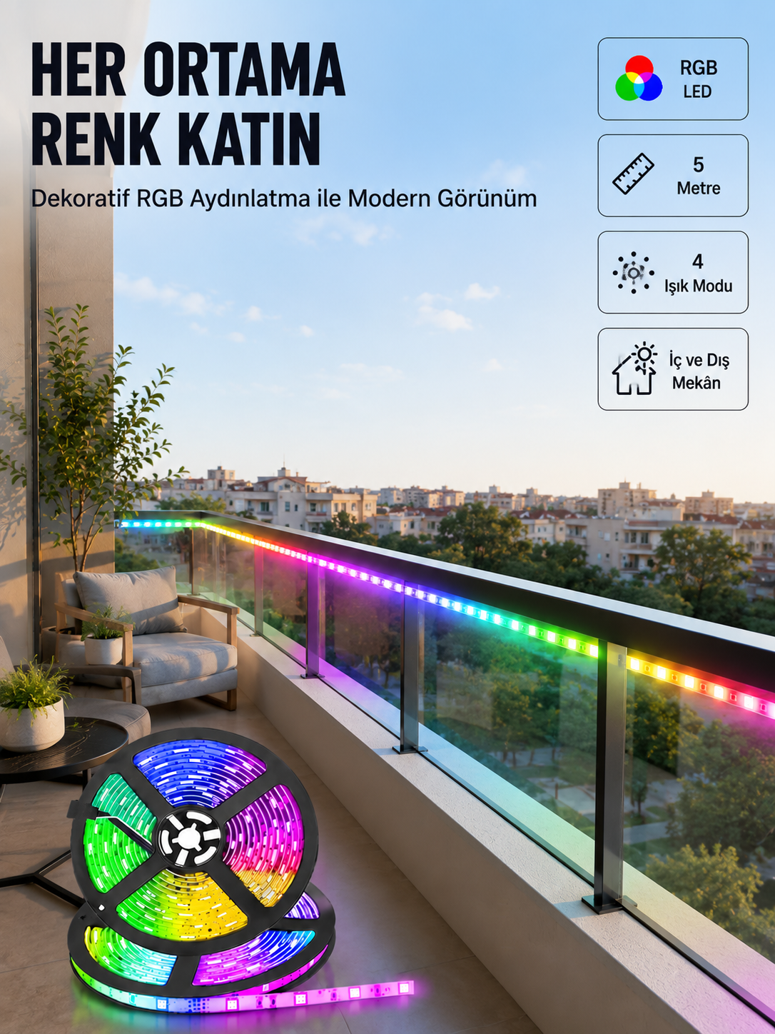 5 Metre Kumandalı RGB Şerit LED Aydınlatma - Bayi Depom 5 Metre Kumandalı RGB Şerit LED Aydınlatma - Bayi Depom