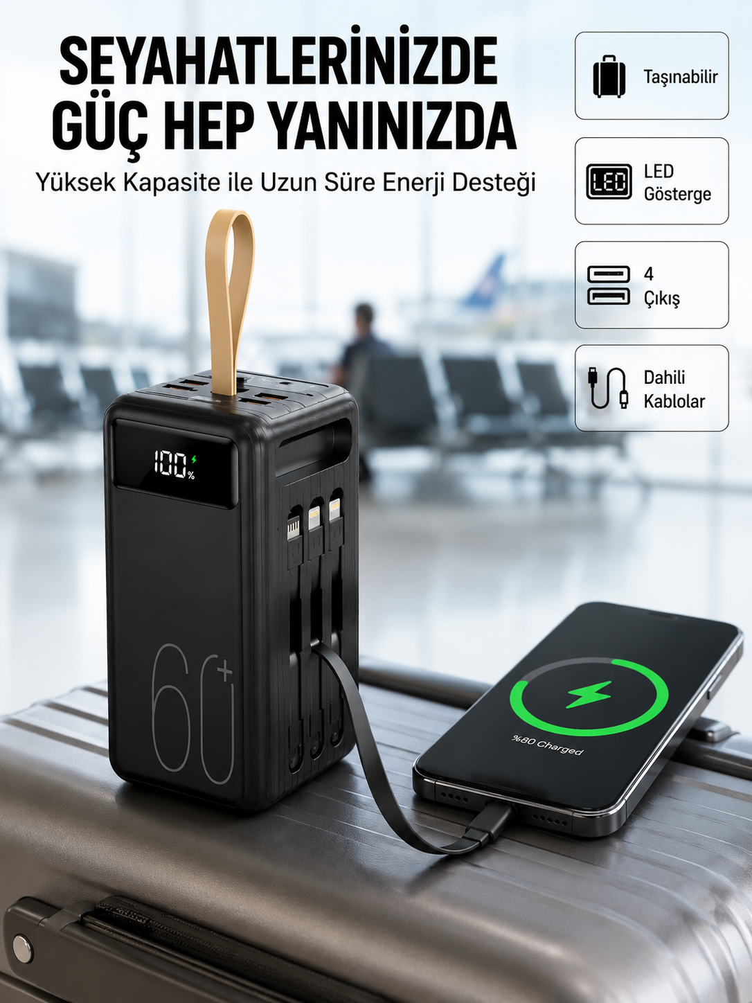 Tüm Cihazlara Uyumlu Çoklu Çıkışlı Powerbank Yeni Nesil - Bayi Depom