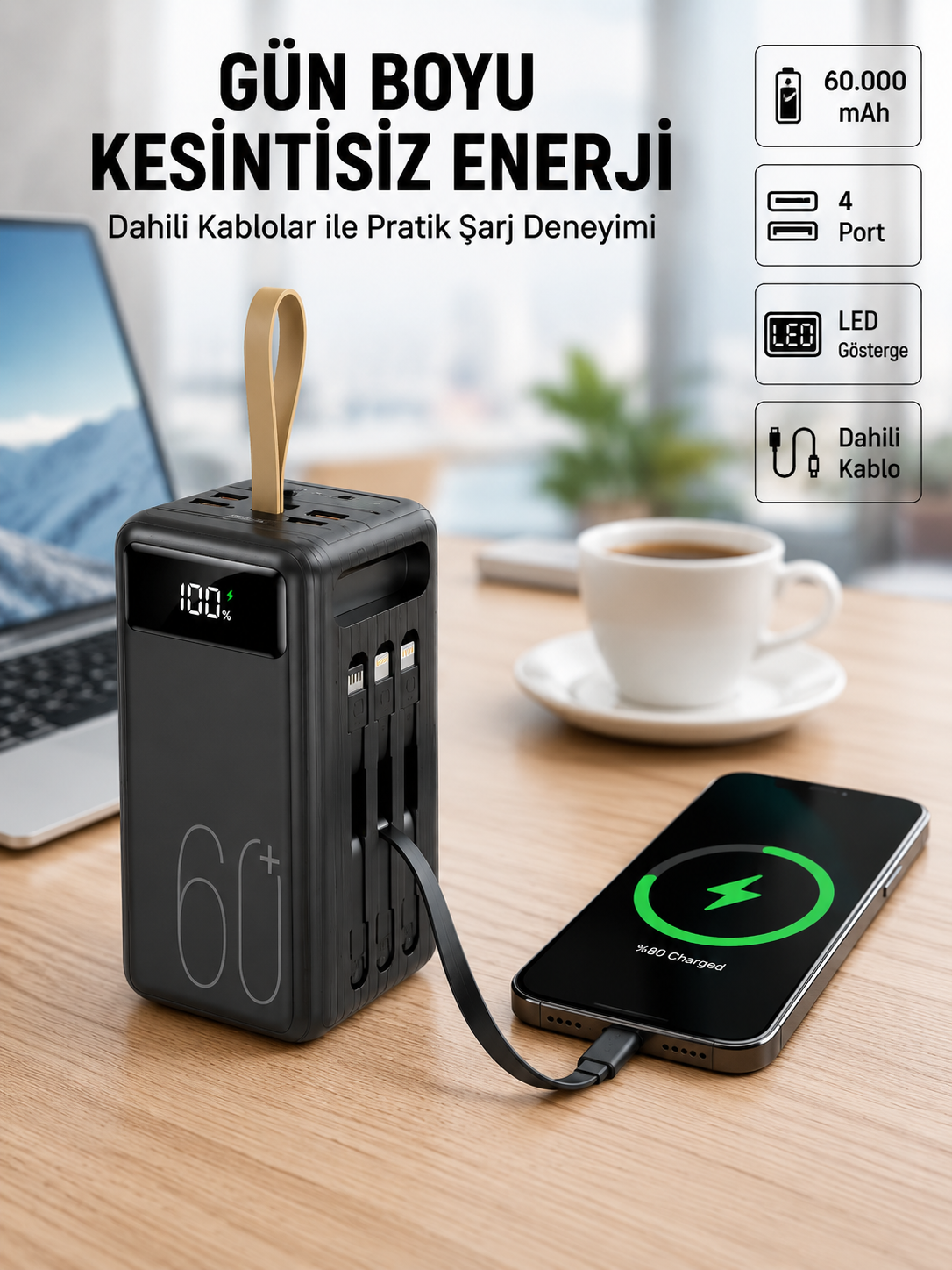 Seyahat ve Kamp İçin Portatif Güç Kaynağı Powerbank Yeni Nesil - Bayi Depom