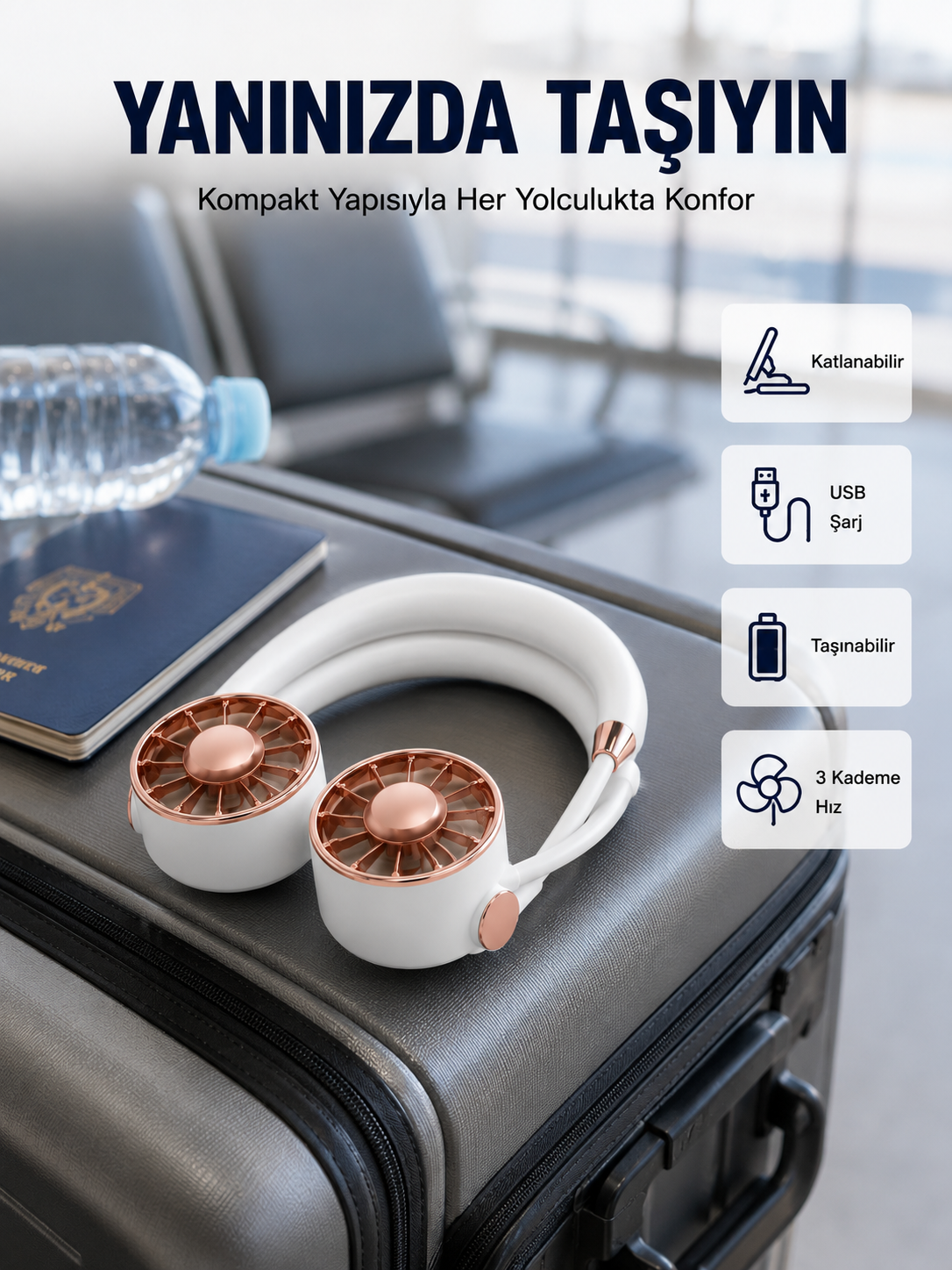 USB Şarjlı Katlanabilir Mini Boyun Fanı 1–3 Saat Kullanım - Bayi Depom USB Şarjlı Katlanabilir Mini Boyun Fanı 1–3 Saat Kullanım - Bayi Depom