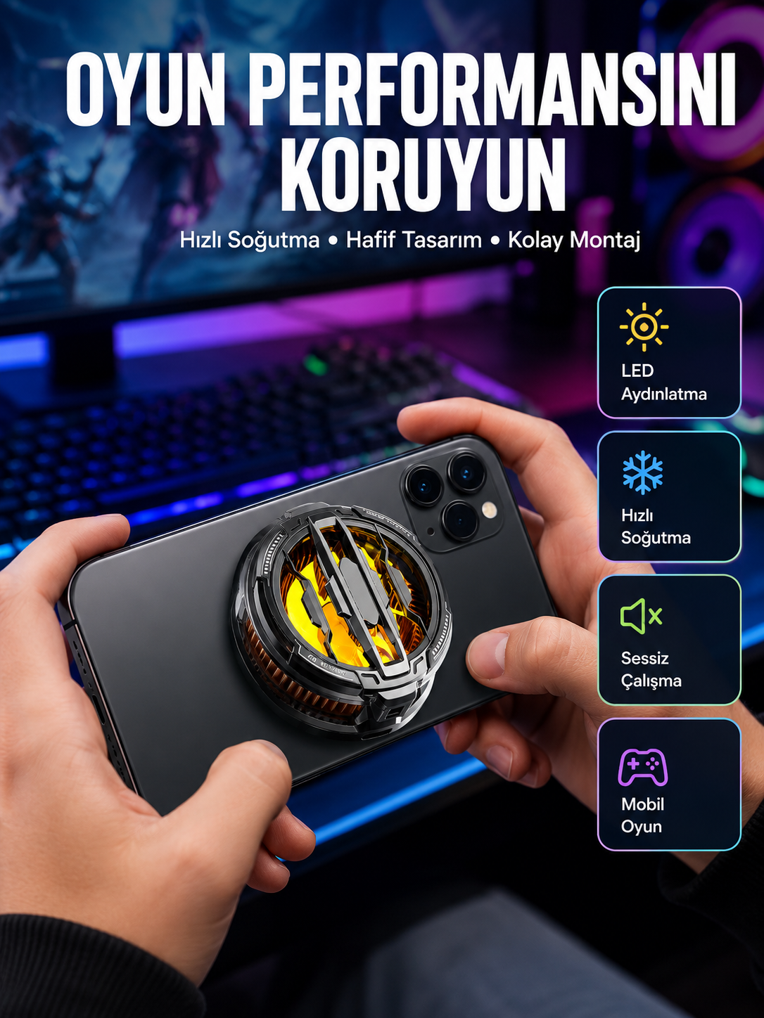 RGB Işıklı Sessiz Fanlı Telefon Soğutucu - Bayi Depom RGB Işıklı Sessiz Fanlı Telefon Soğutucu - Bayi Depom