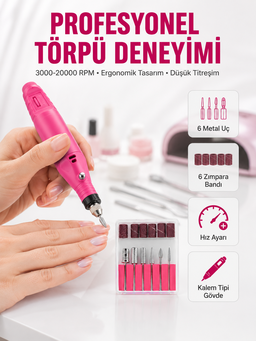 6 Uçlu Elektrikli Manikür Pedikür Seti Yeni Nesil - Bayi Depom