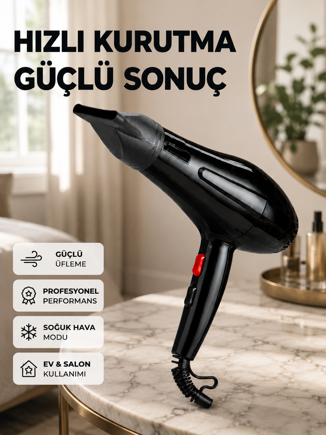 Tüm Saç Tipleri İçin 2200W Güçlü Fön Makinesi - Bayi Depom Tüm Saç Tipleri İçin 2200W Güçlü Fön Makinesi - Bayi Depom