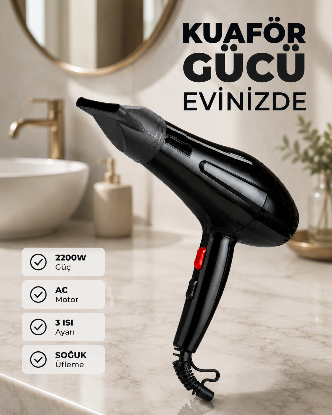 2200W Güçlü Motorlu Ergonomik Fön Makinesi - Bayi Depom 2200W Güçlü Motorlu Ergonomik Fön Makinesi - Bayi Depom