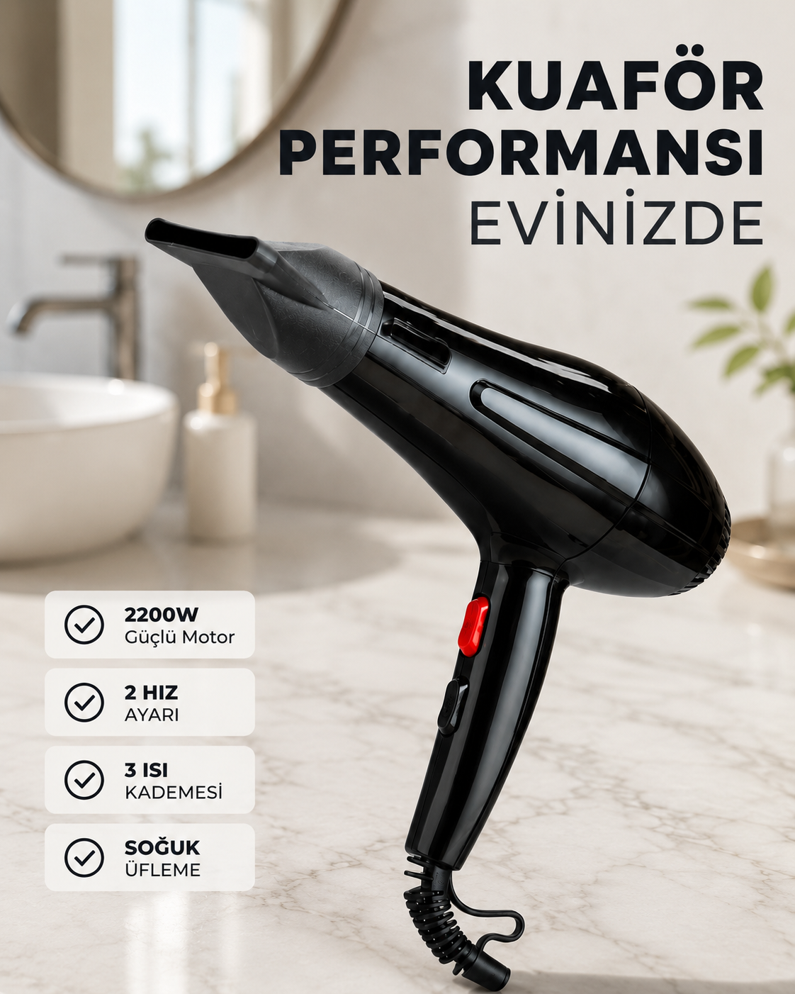 2200W Saç Kurutma Makinesi Soğuk ve Sıcak Üfleme Fonksiyonlu - Bayi Depom 2200W Saç Kurutma Makinesi Soğuk ve Sıcak Üfleme Fonksiyonlu - Bayi Depom