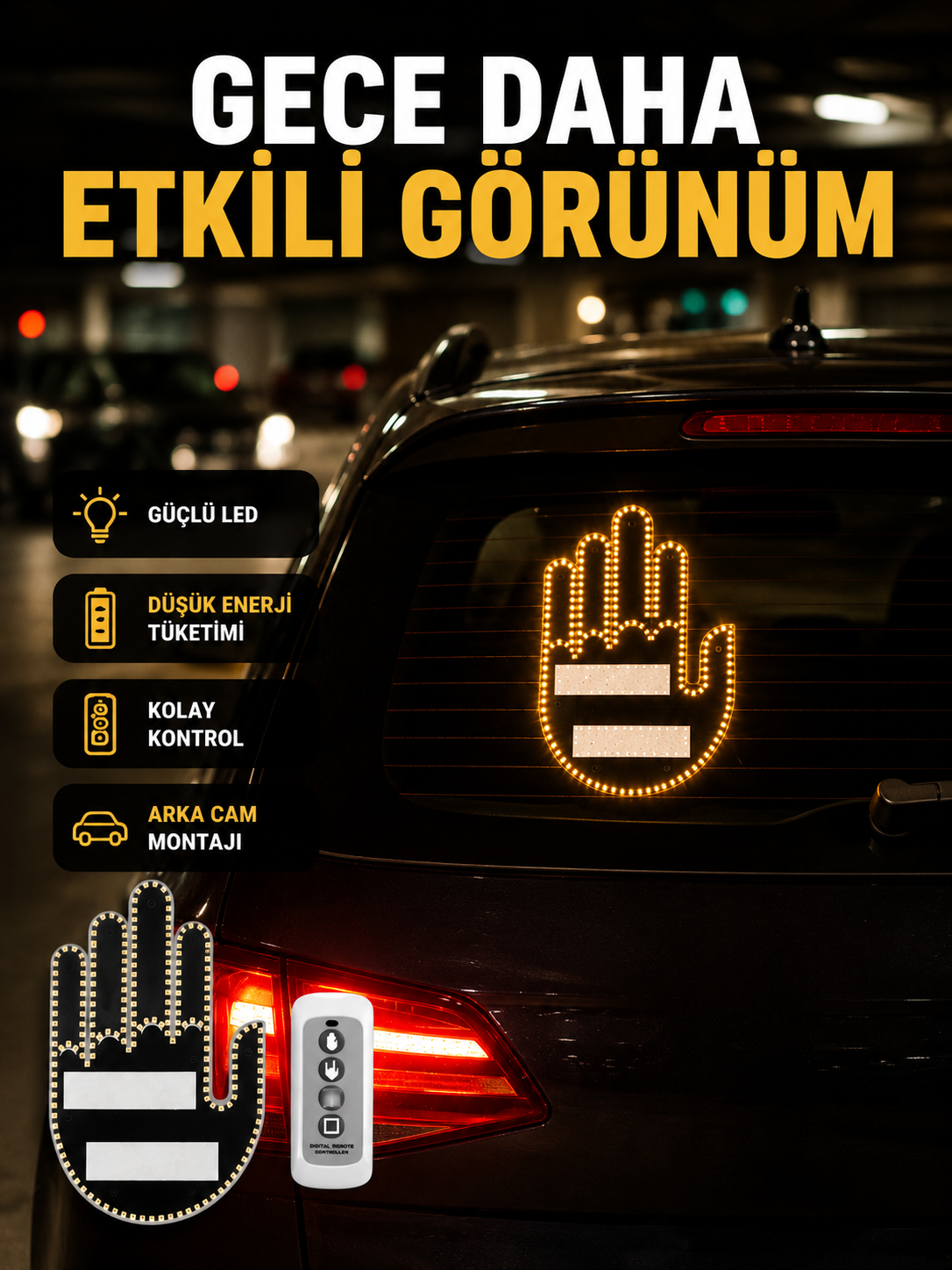 A Kalite Uzaktan Kumandalı LED Park Uyarı Işığı El Figürlü Model - Bayi Depom A Kalite Uzaktan Kumandalı LED Park Uyarı Işığı El Figürlü Model - Bayi Depom