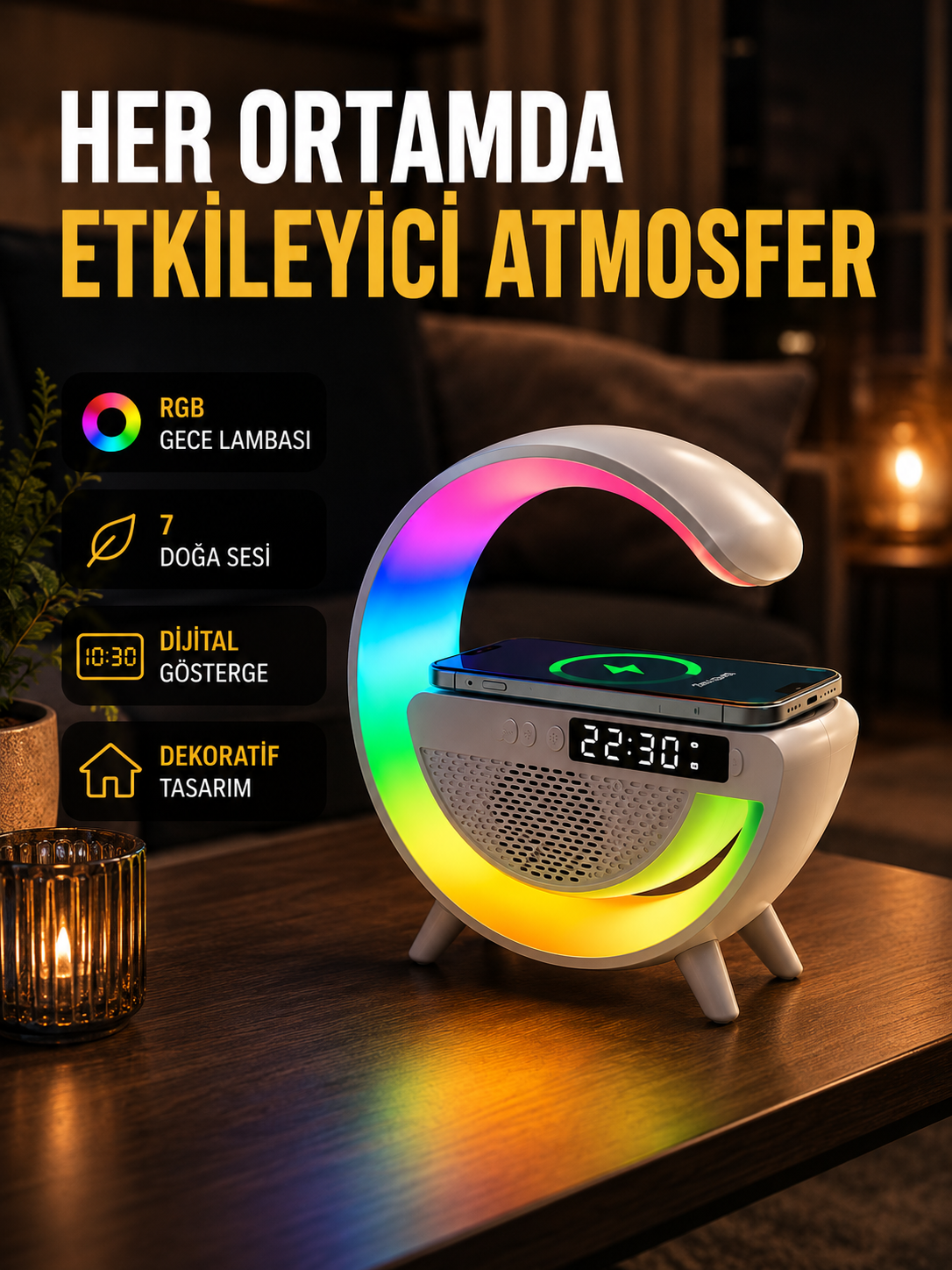 2025 Yeni Seri 15W Kablosuz Şarjlı LED Atmosfer Lambası - Bayi Depom 2025 Yeni Seri 15W Kablosuz Şarjlı LED Atmosfer Lambası - Bayi Depom