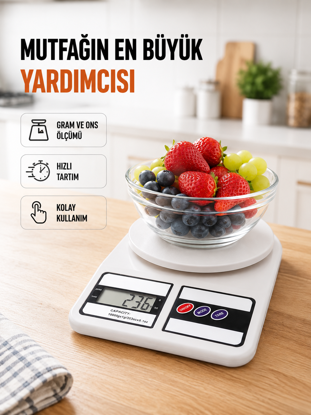 Beyaz Plastik Dijital Mutfak Tartısı – 24x16.8x1.5cm - Bayi Depom Beyaz Plastik Dijital Mutfak Tartısı – 24x16.8x1.5cm - Bayi Depom