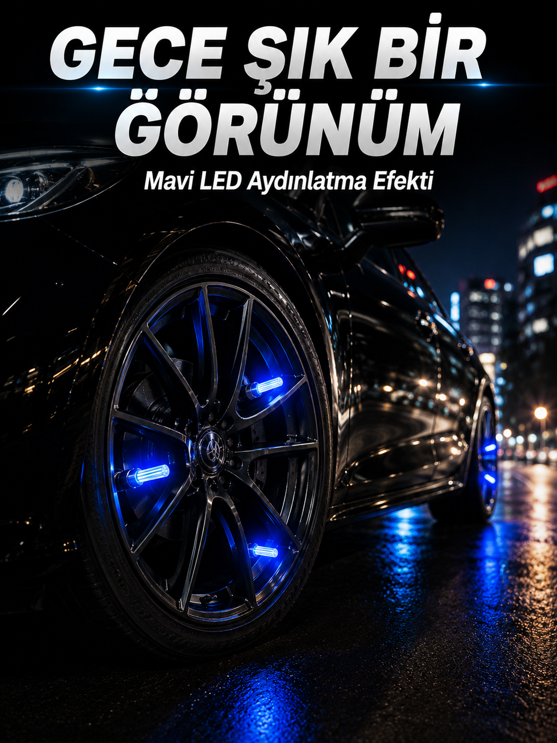 Araç Sibop Işığı 4'lü Set Otomatik Yanan LED Lastik Aksesuarı - Bayi Depom