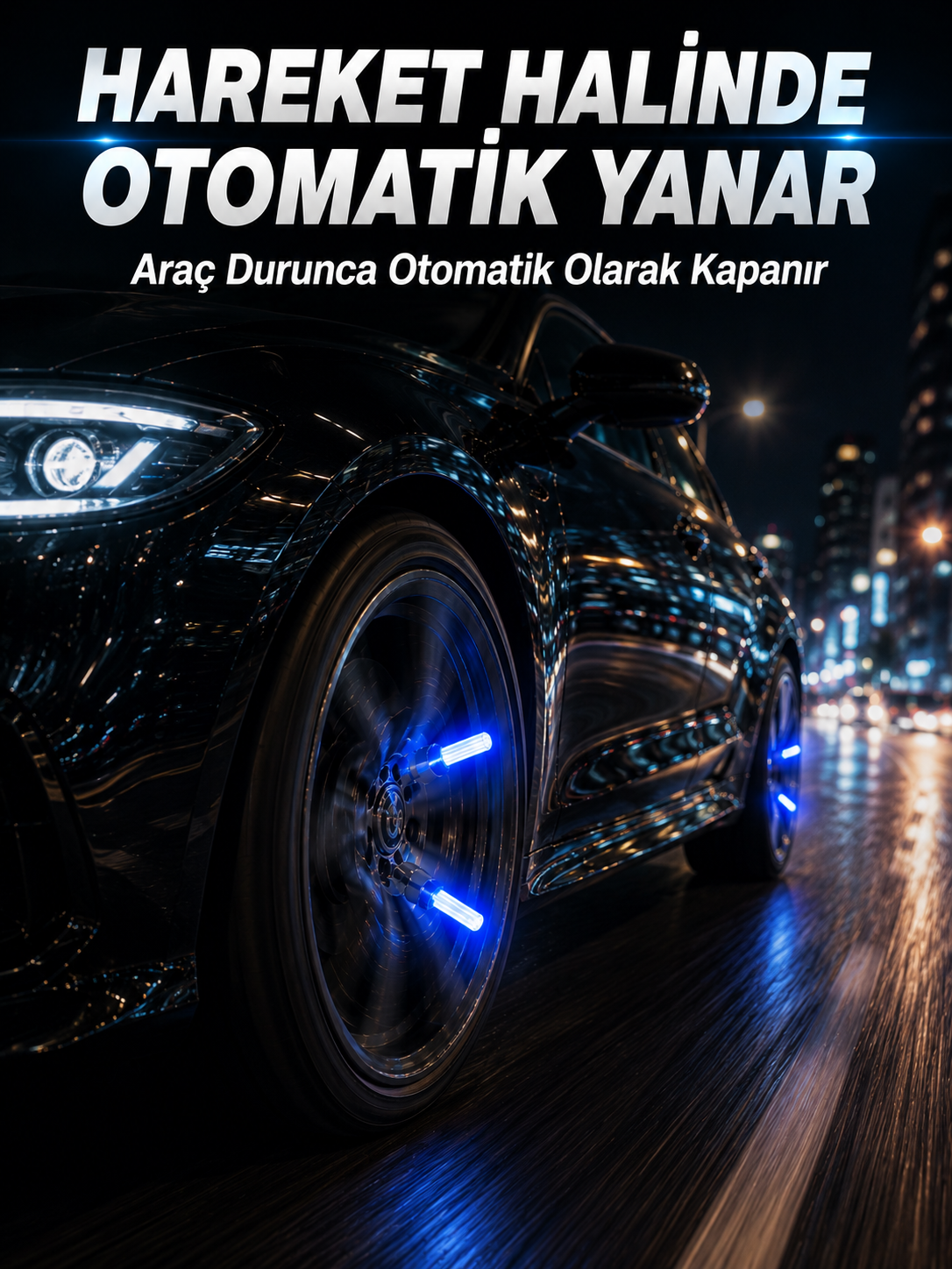 Hareketle Yanan LED Sibop Işığı 4'lü Araç Lastik Lambası - Bayi Depom