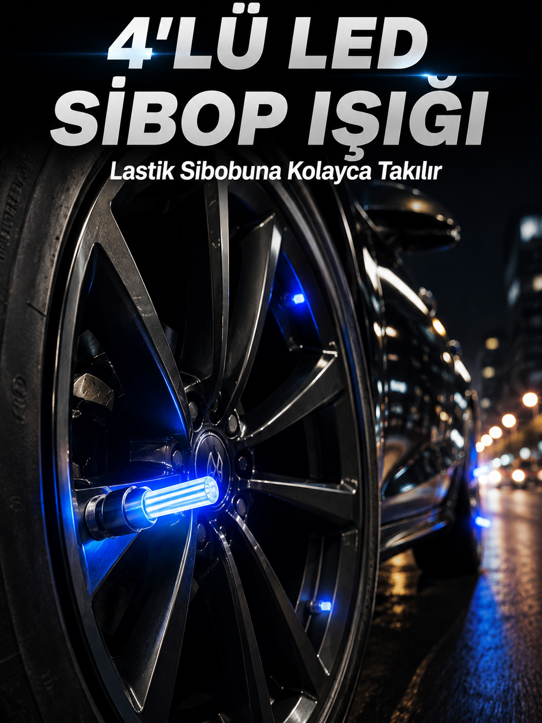 4'lü Araç Sibop LED Işığı Otomatik Açılan Lastik Işığı Seti - Bayi Depom