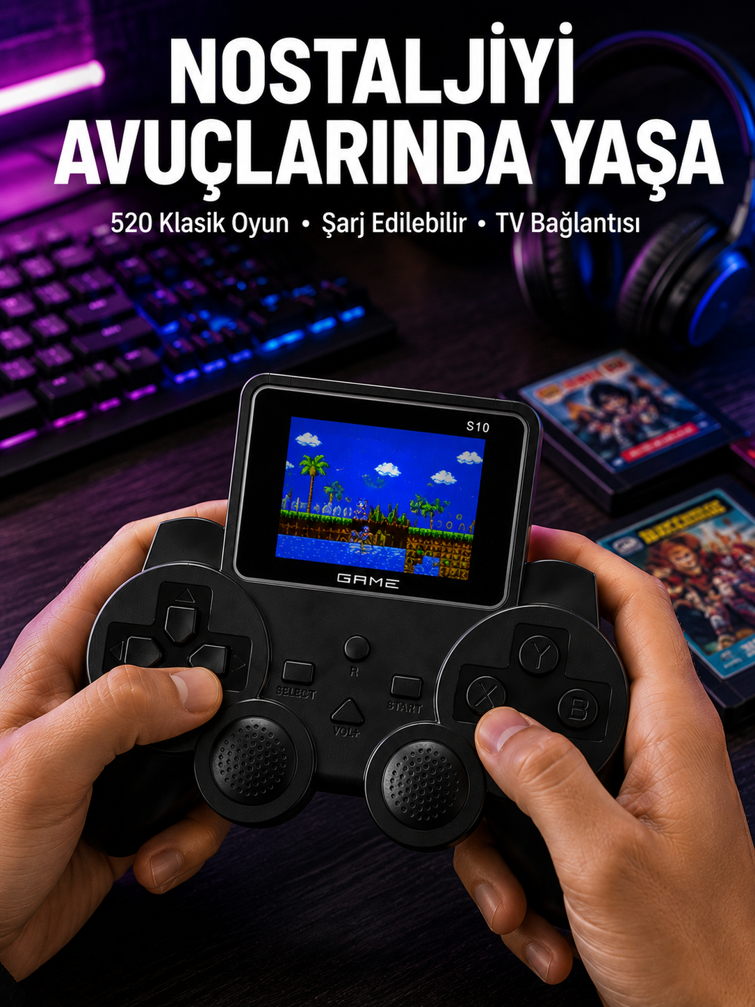 Şarjlı Retro Gamepad Oyun Konsolu 520 Oyunlu TV Çıkışlı El Konsolu - Bayi Depom Şarjlı Retro Gamepad Oyun Konsolu 520 Oyunlu TV Çıkışlı El Konsolu - Bayi Depom