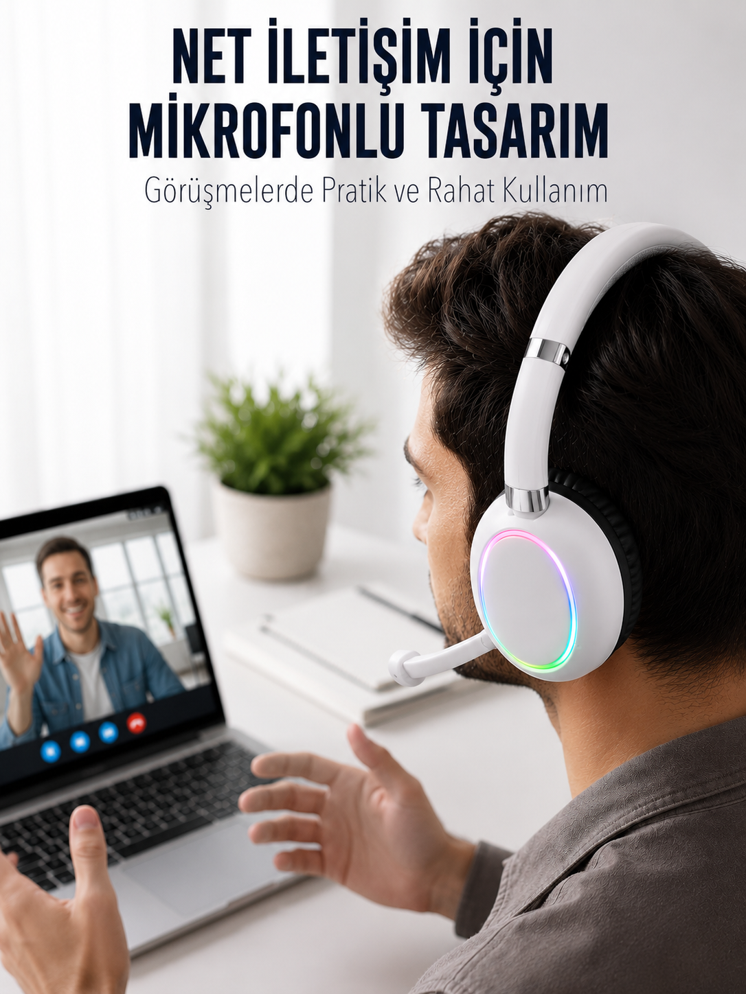 Bluetooth 5.0 Beyaz Kulak Üstü Kablosuz Kulaklık Mikrofonlu RGB Aydınlatmalı - Bayi Depom Bluetooth 5.0 Beyaz Kulak Üstü Kablosuz Kulaklık Mikrofonlu RGB Aydınlatmalı - Bayi Depom